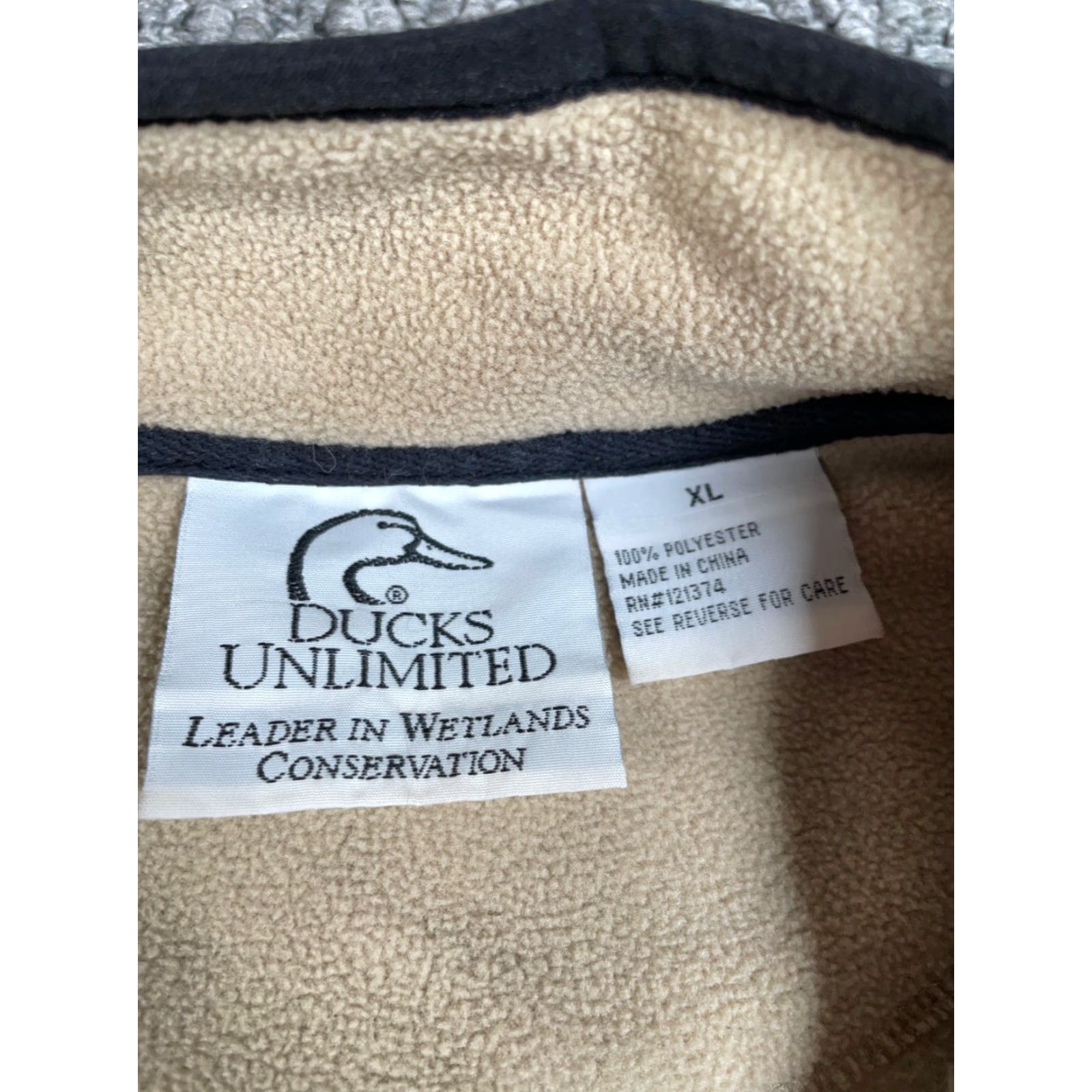 Logo 7 Ducks Unlimited Fleece Jacket Adult XL Beige Embroidered Logo Zip Full Zip Pockets Casual Outdoors Men's Size US XL / EU 56 / 4 - 3 Thumbnail