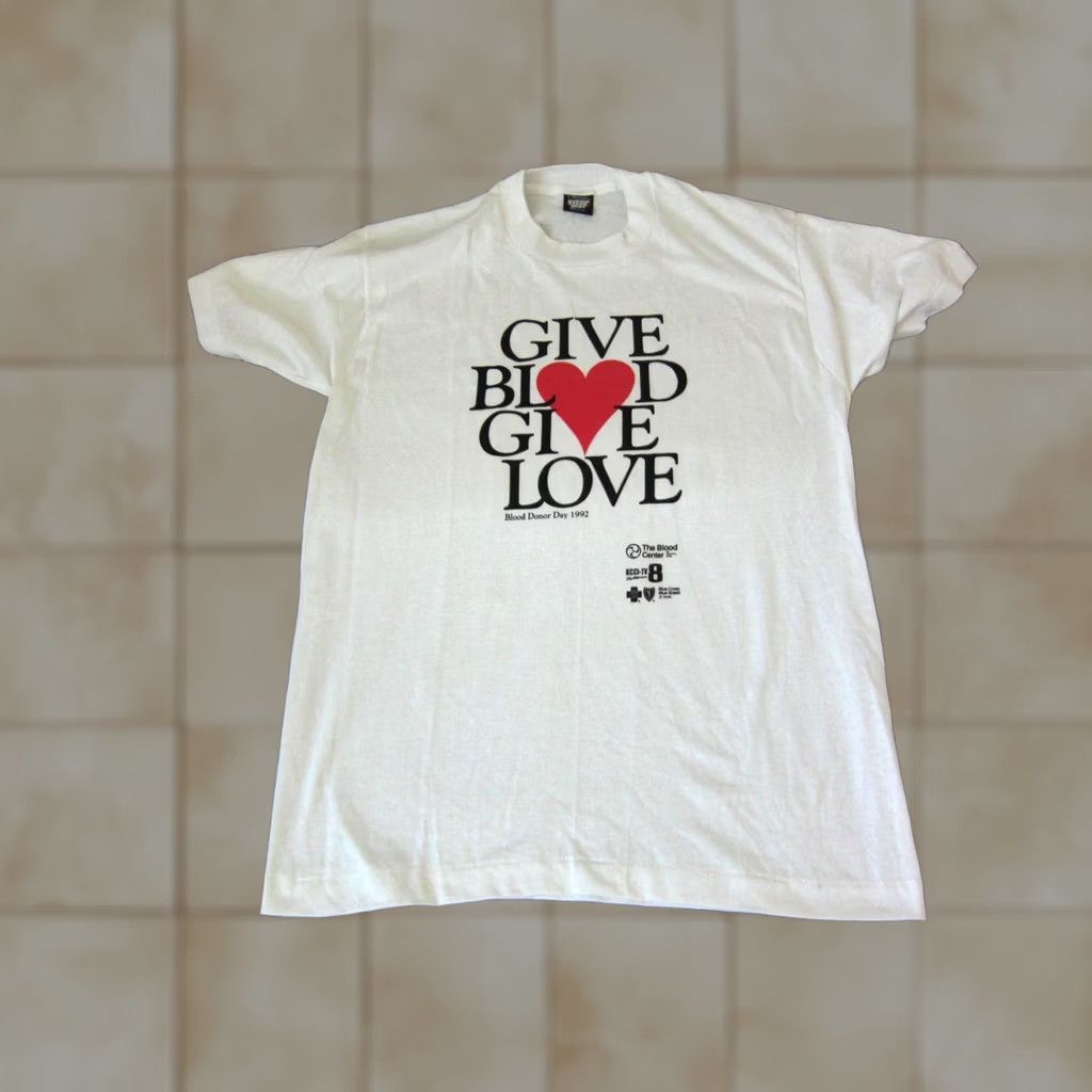 Vintage VINTAGE Screen Stars Shirt Mens Large White Give Blood Donar 90s Single Stitch Made in USA Size US L / EU 52-54 / 3 - 1 Thumbnail