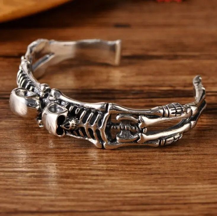 Jewelry Gothic Skull Open Bracelet Size ONE SIZE - 1 Thumbnail