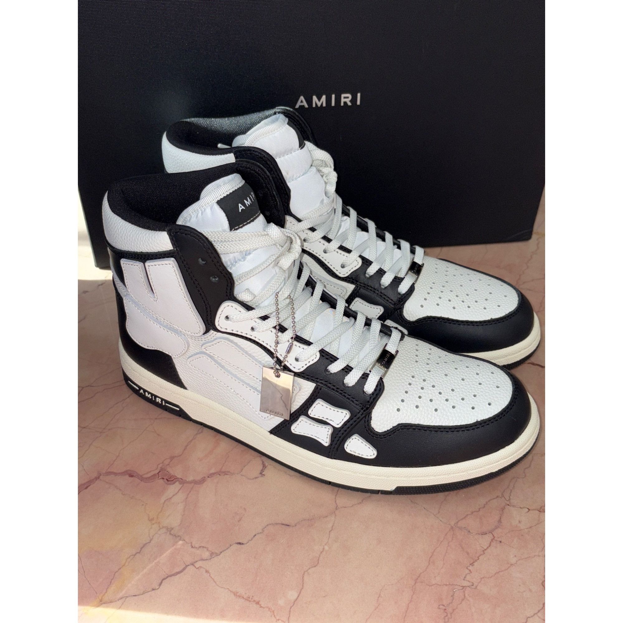 Amiri Amiri Skel Top Hi Sneakers in Black & White 44 New with Box Size US 11 / EU 44 - 9 Thumbnail
