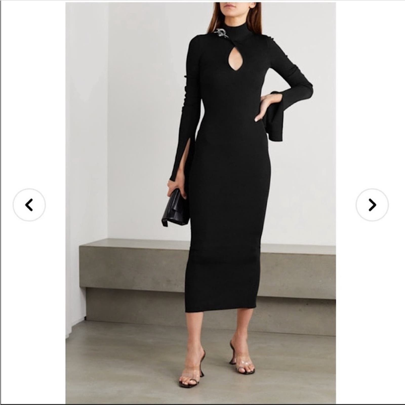 image of Alexander Wang Chain-Embellished Cutout Jersey Midi Dress in Black, Women's (Size XL)