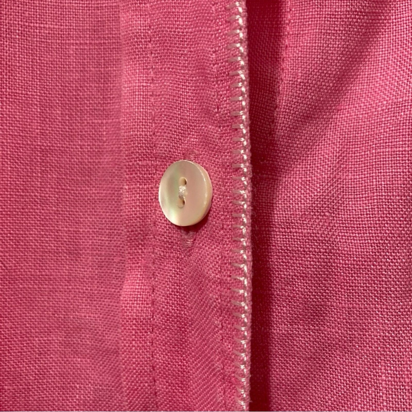 Other Acrobat Pink Linen Open Collar Button Up Blouse Shirt Top Size M / US 6-8 / IT 42-44 - 4 Thumbnail
