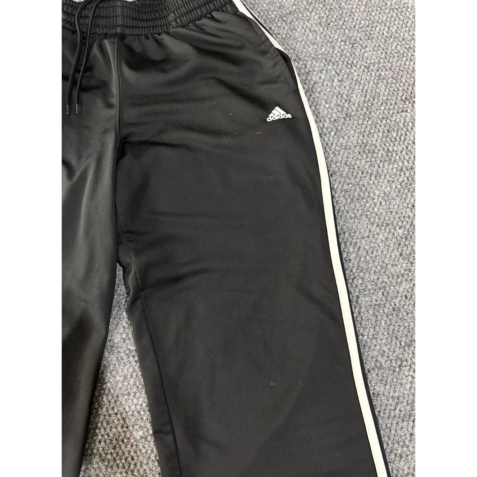 Adidas Adidas Track Pants Mens M Black Knit Elastic Waist Three Stripes Athletic Pants Size US 31 - 3 Thumbnail