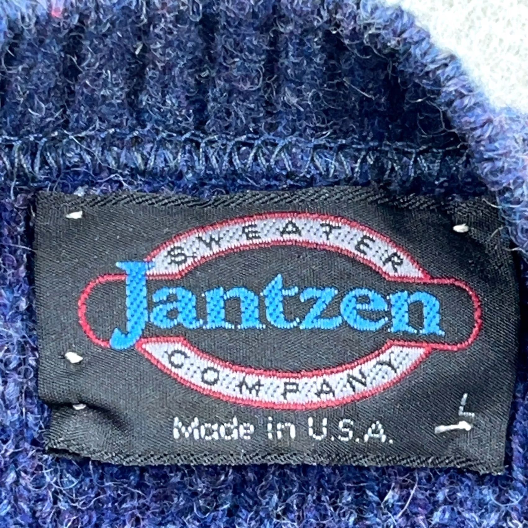 Jantzen VINTAGE Grandpa Sweater Men L Blue Crewneck 90s Geometric USA Made Knit Jantzen Geometric Pattern Pullover Lightweight? No heavy Kraft? Size US L / EU 52-54 / 3 - 3 Thumbnail