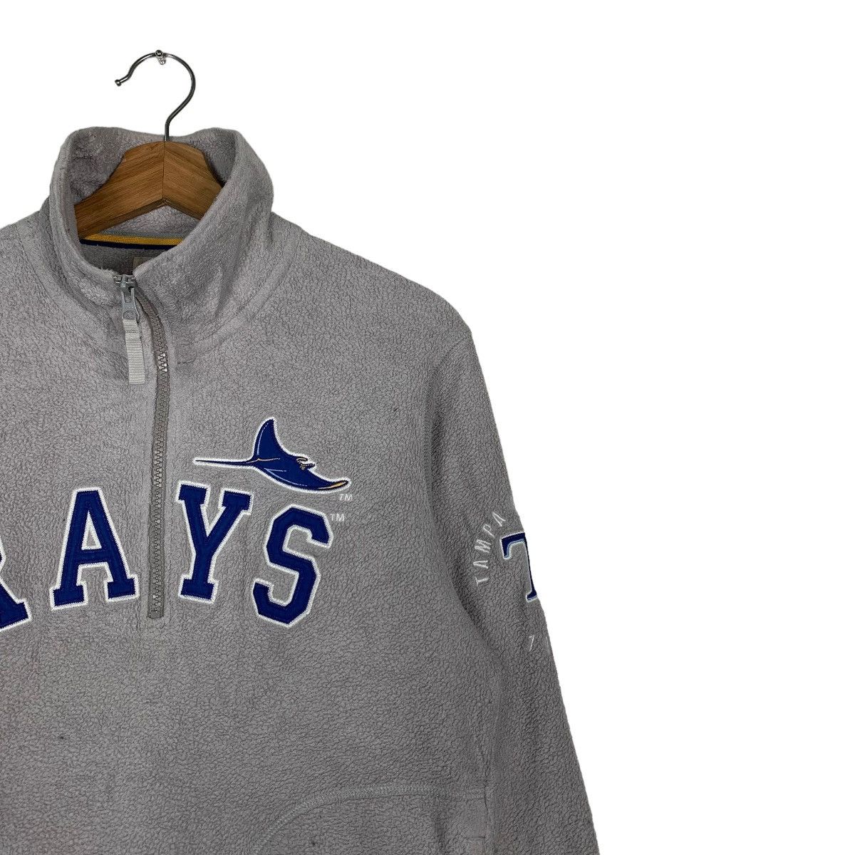Japanese Brand MLB RAYS SPELLOUT BIG LOGO HALF ZIP FLEECE SWEATER #0005-C1 Size US M / EU 48-50 / 2 - 6 Thumbnail