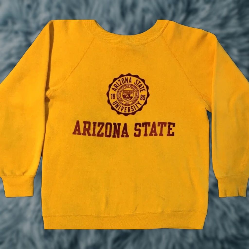 Vintage VINTAGE ASU Arizona State University Faded Flock Print Sweatshirt Hoodie S Yellow Men XS/S College Track & Field 60s 70s 80s 90s Tech Retro Size US S / EU 44-46 / 1 - 1 Thumbnail