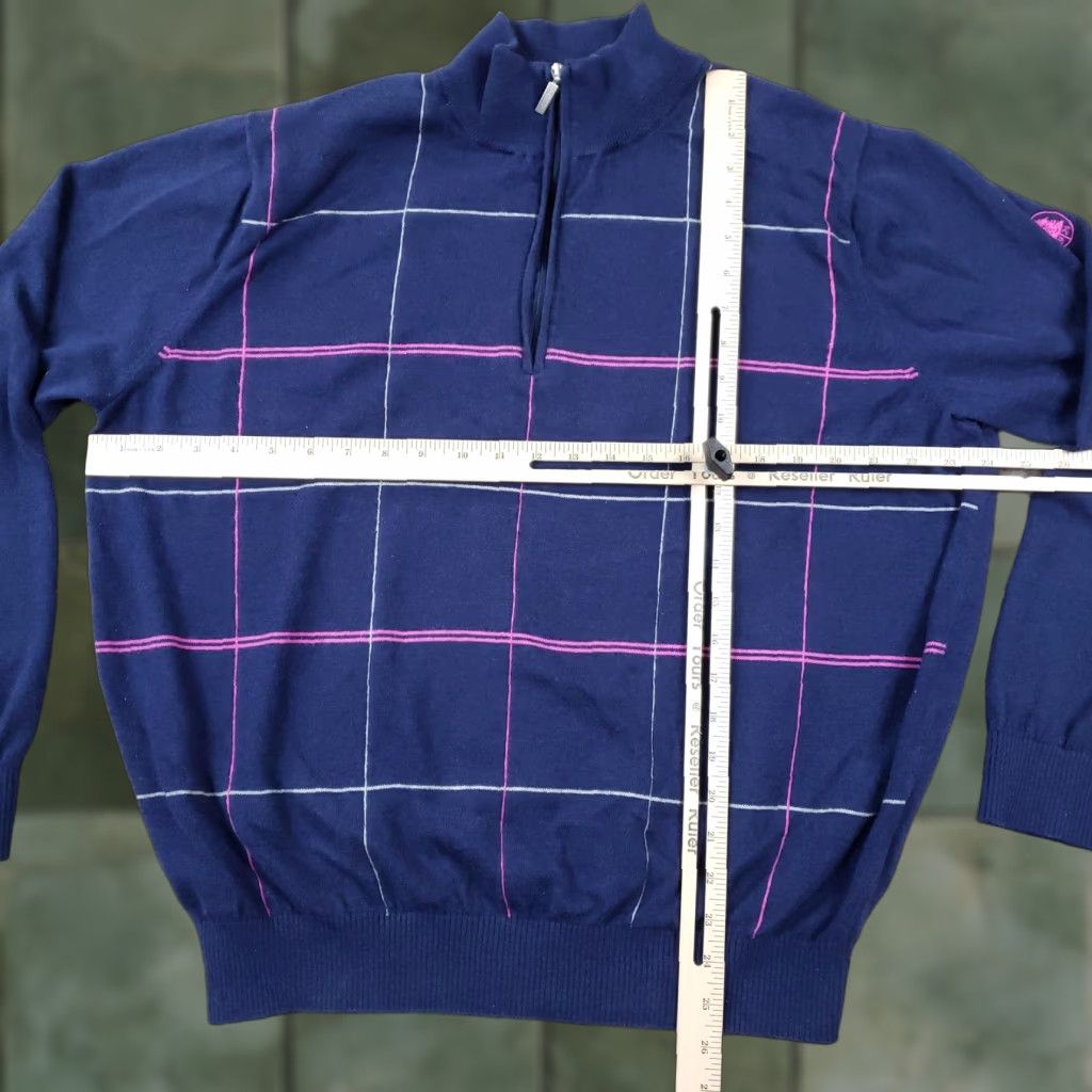 Vintage Carnoustie Mens XL Blue Cotton Cashmere Quarter Zip Pullover Size US XL / EU 56 / 4 - 1 Thumbnail