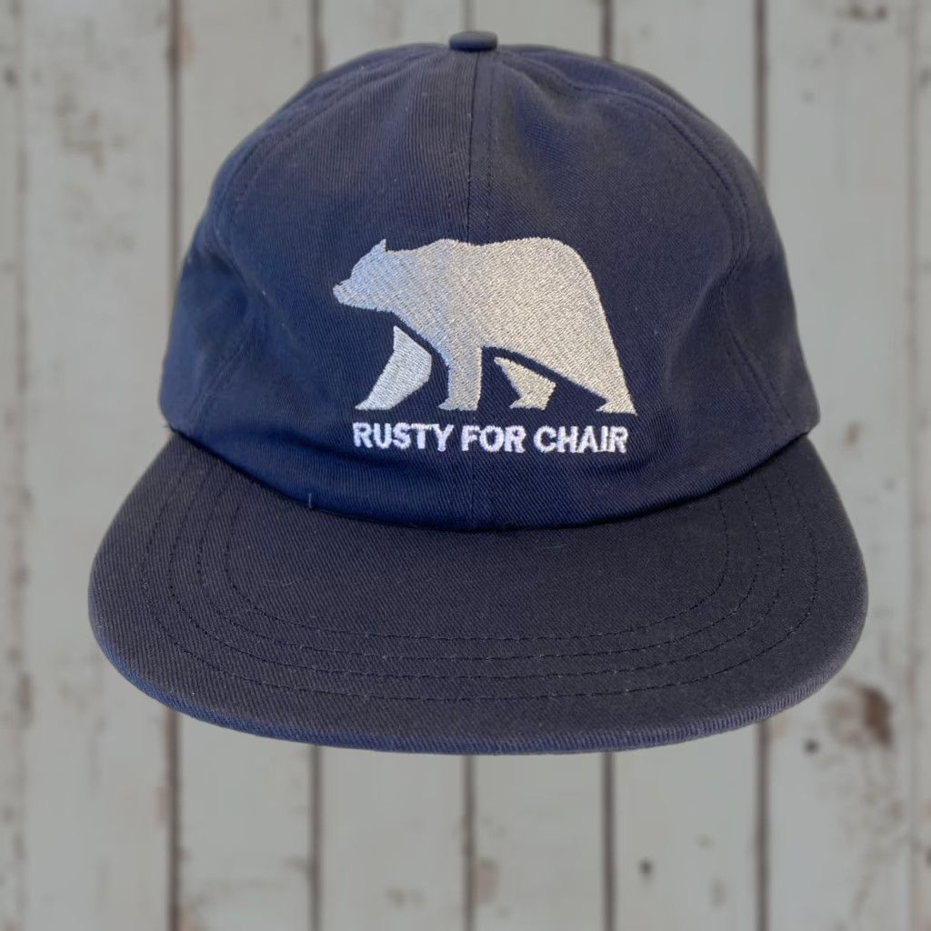 Rusty VINTAGE Rusty Hicks Rusty for Chair Campaign Hat Strapback Navy Blue Bear FAST SHIPPING Size ONE SIZE - 1 Thumbnail