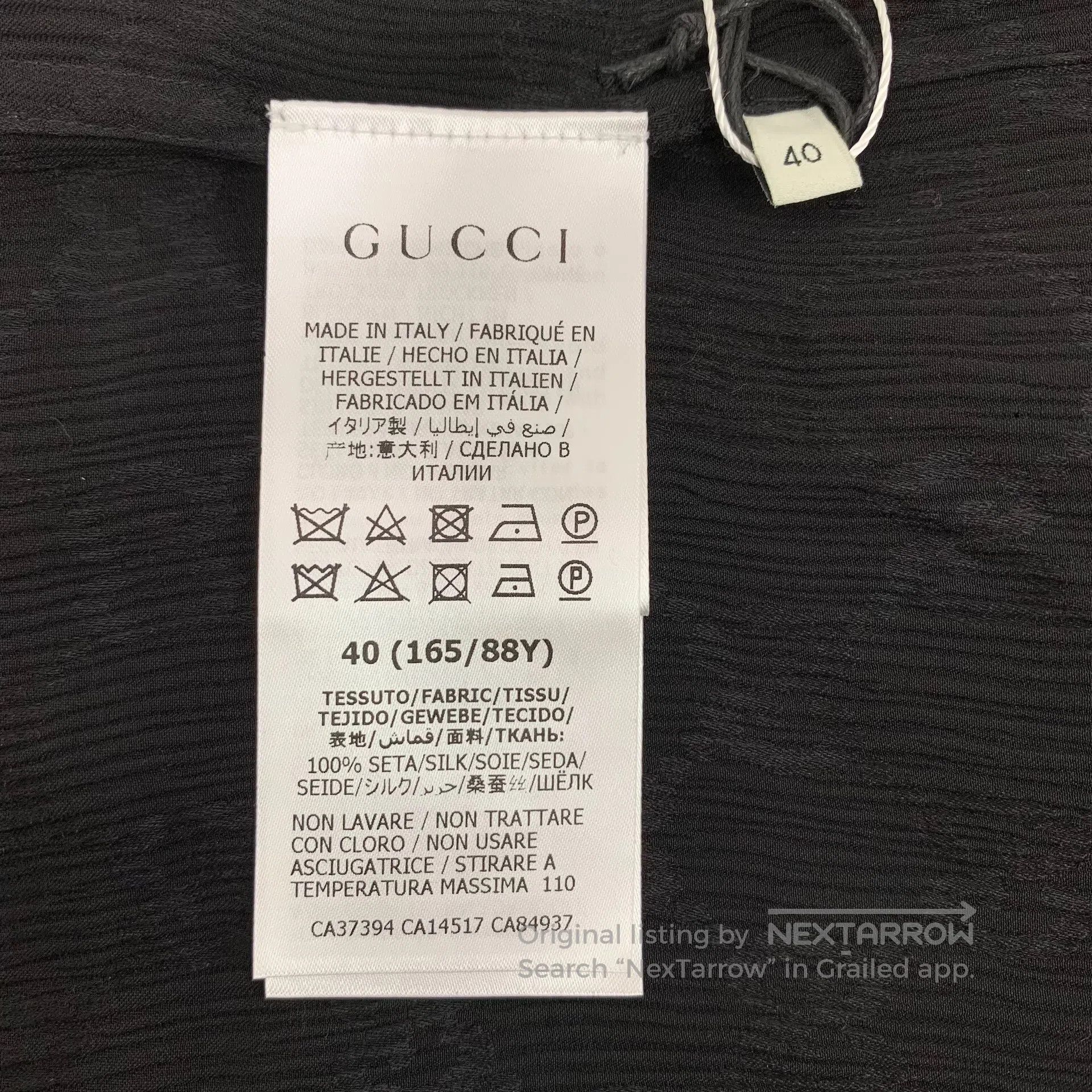 Gucci Guicci Black logo textured jacquard mulberry silk collar s Size S / US 4 / IT 40 - 7 Thumbnail