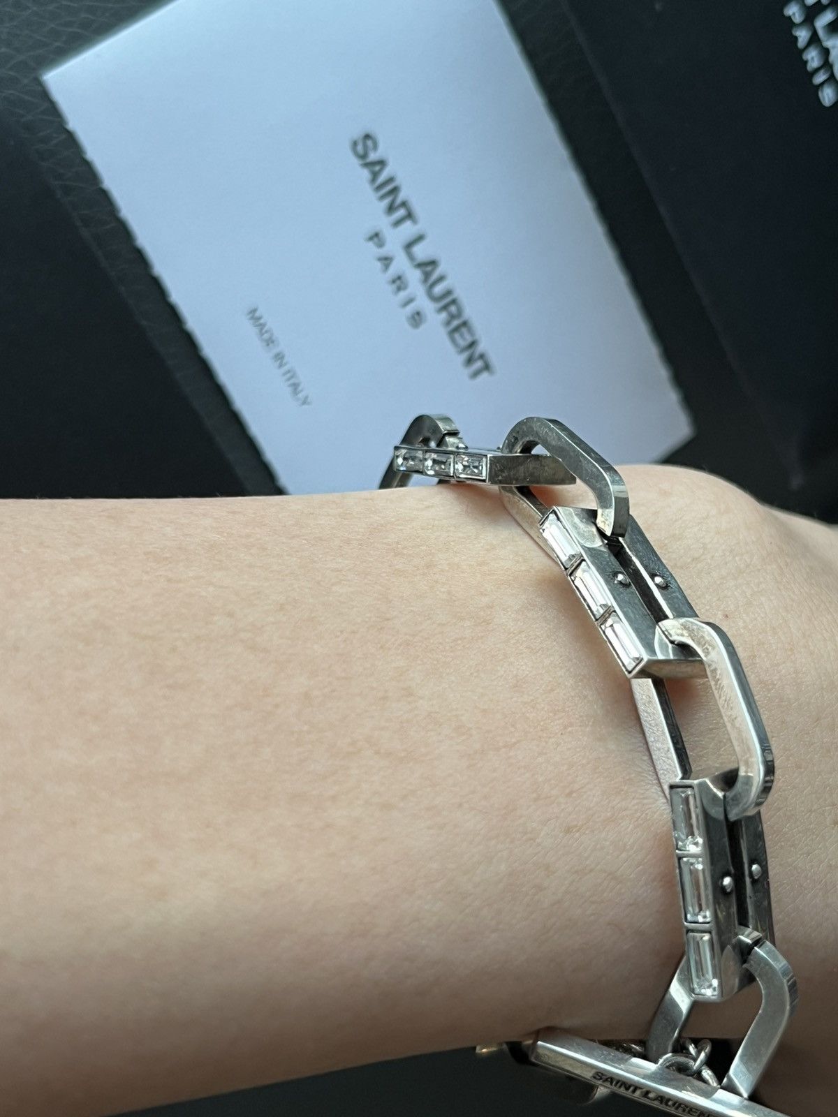 Saint Laurent Paris Saint Laurent Runway Brass Metal Distressed Punk Bracelet Size ONE SIZE - 19 Thumbnail