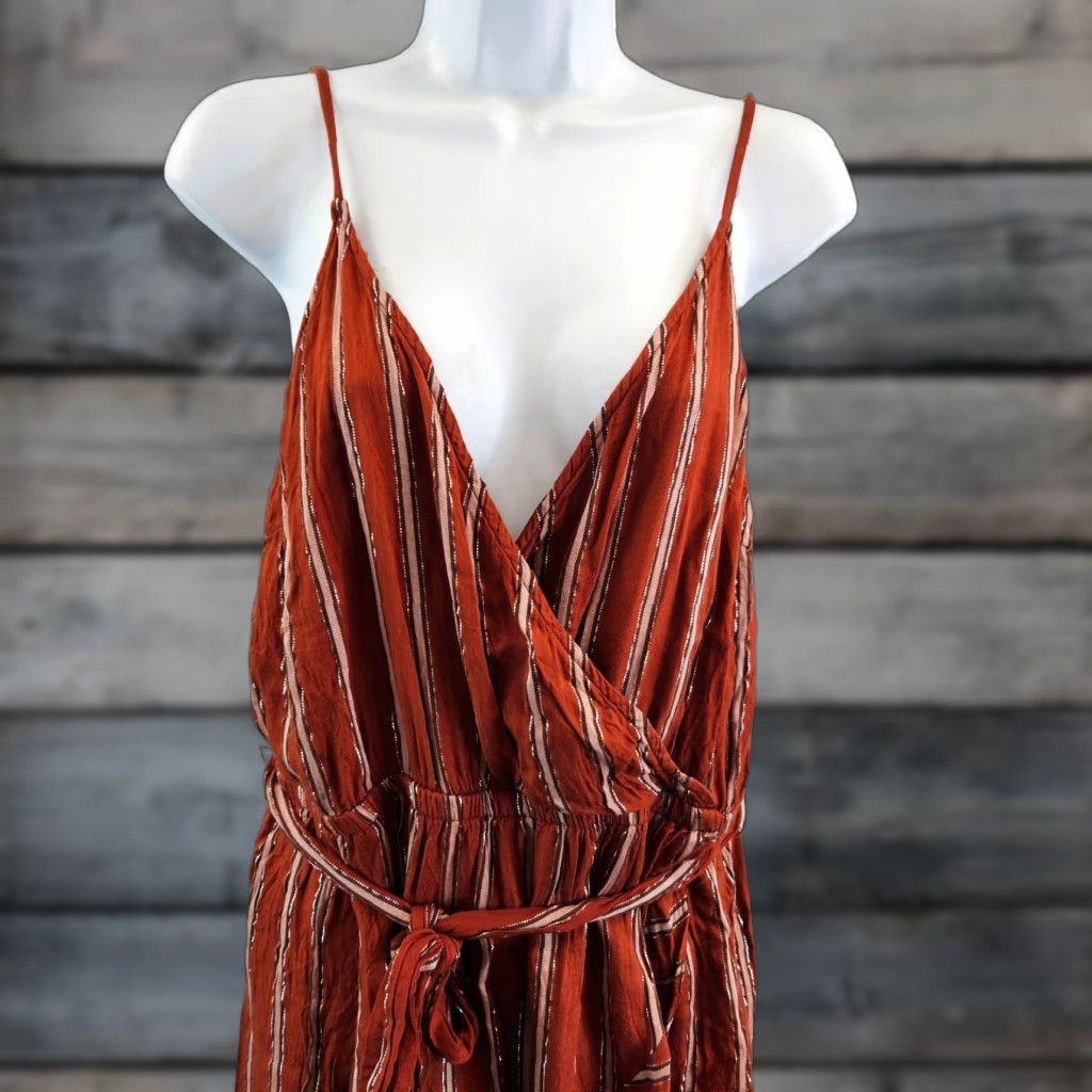 Loft LOFT Beach Romper Womens Belted Striped Sleeveless M Multicolor Spaghetti Strap One-Piece Artwear? Size 32" / US 10 / IT 46 - 1 Thumbnail