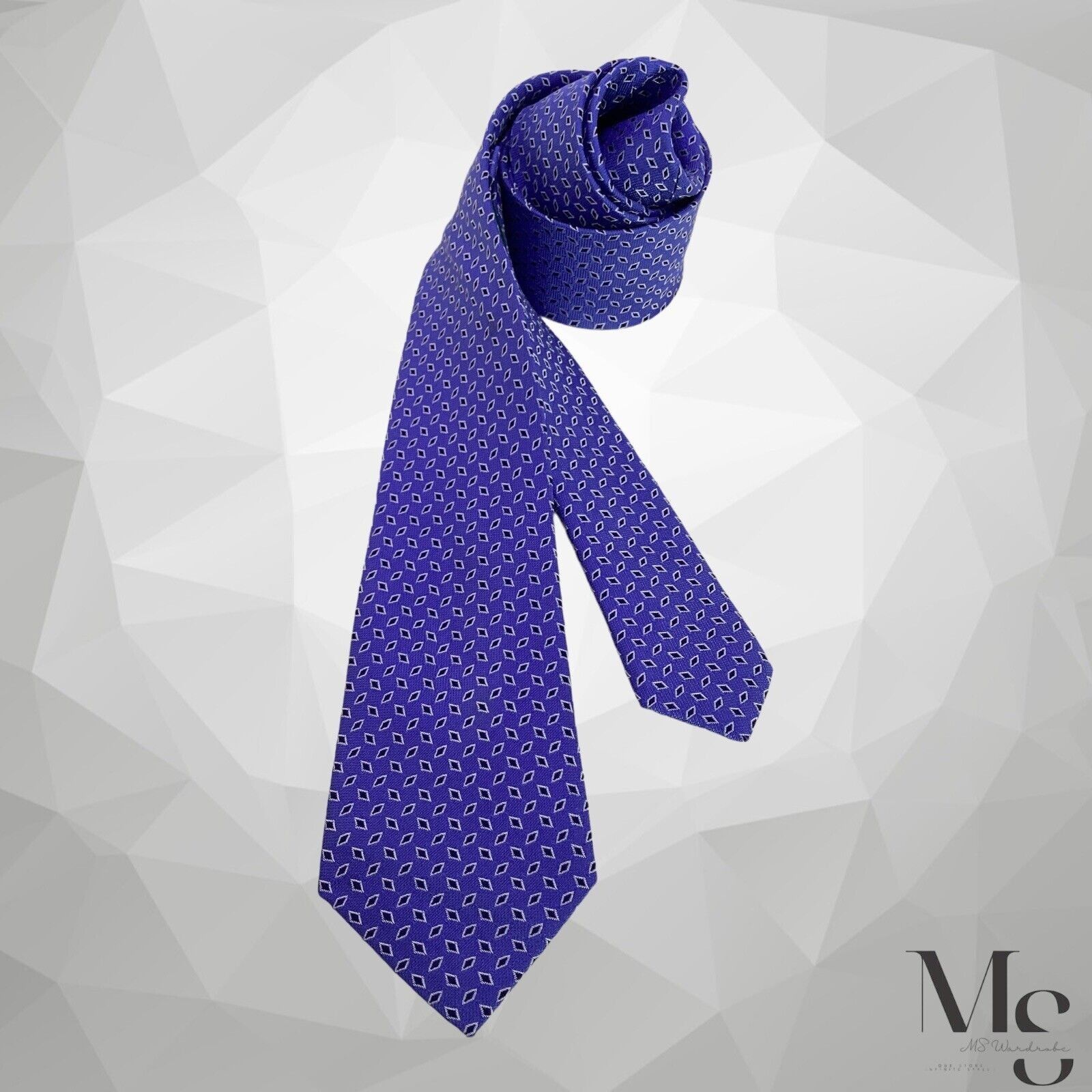 Lauren Ralph Lauren LAUREN RALPH LAUREN Blue Geometric Silk Tie W: 2.5" EX COND Size ONE SIZE - 1 Thumbnail