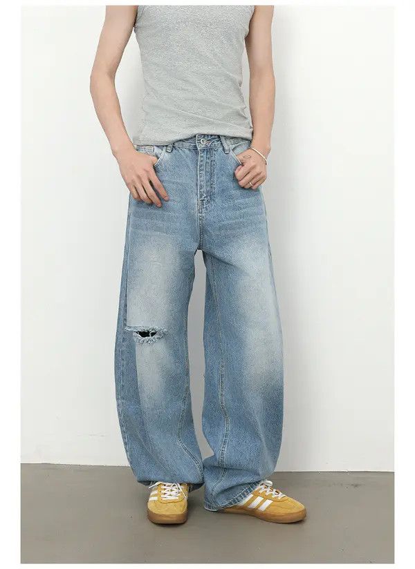 Japanese Brand VIBE American retro men's washed loose ripped scimitar jeans Size US 32 / EU 48 - 2 Thumbnail
