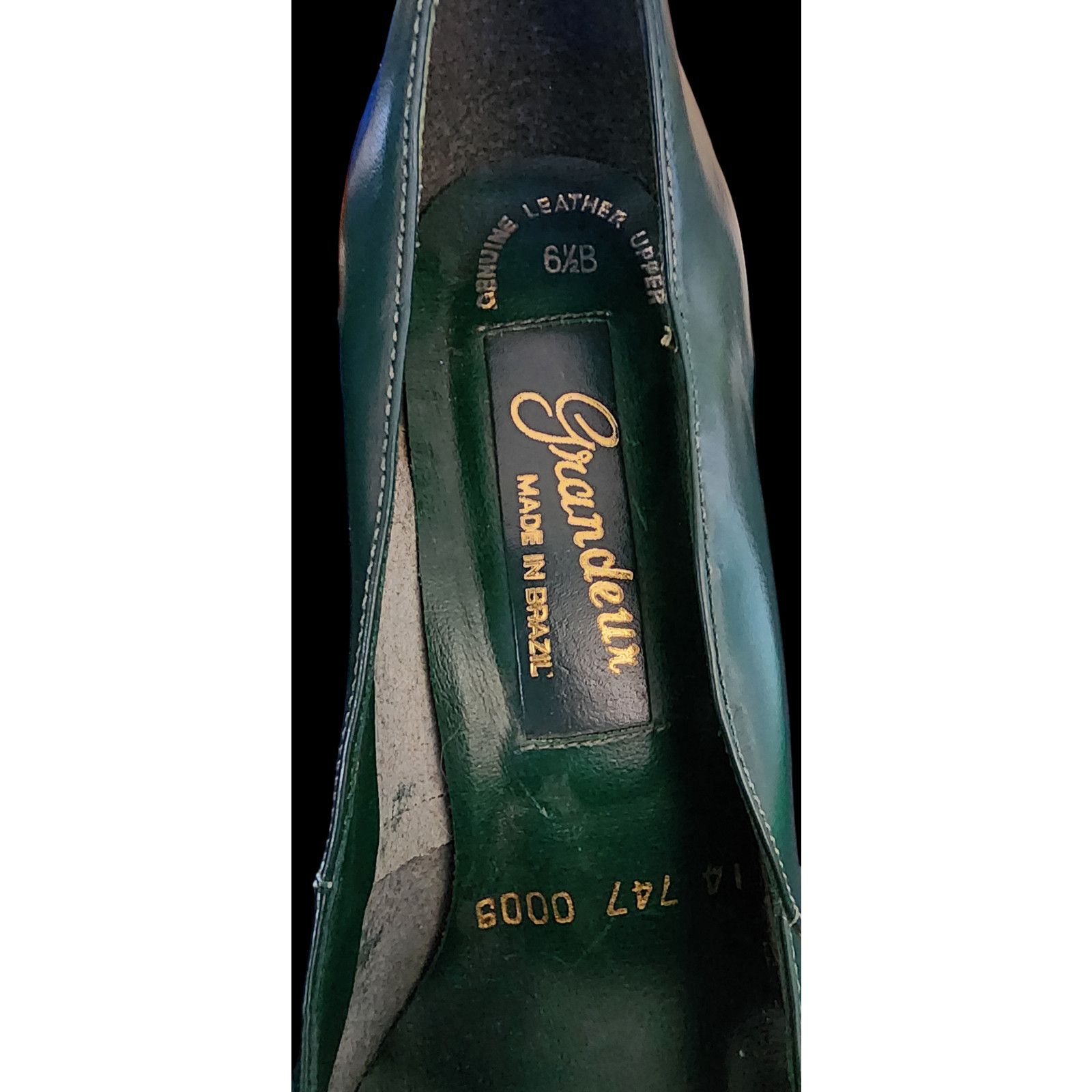 Vintage Granduer Emerald Green leather heels. Size US 6.5 / IT 36.5 - 4 Thumbnail