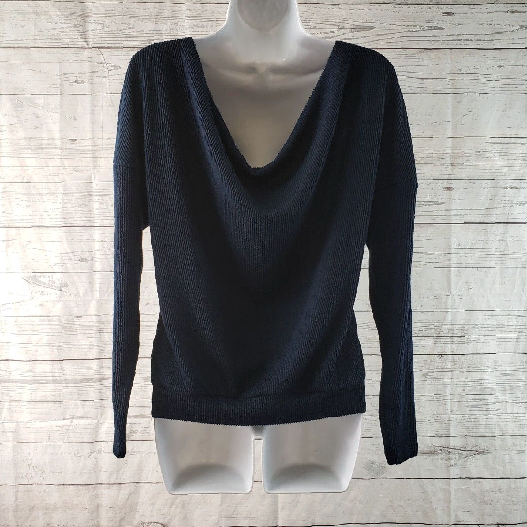 Vintage Maeve Women's Kasi Scoop Back Top XS Blue Ribbed Long Sleeve Shirt Size XS / US 0-2 / IT 36-38 - 4 Thumbnail