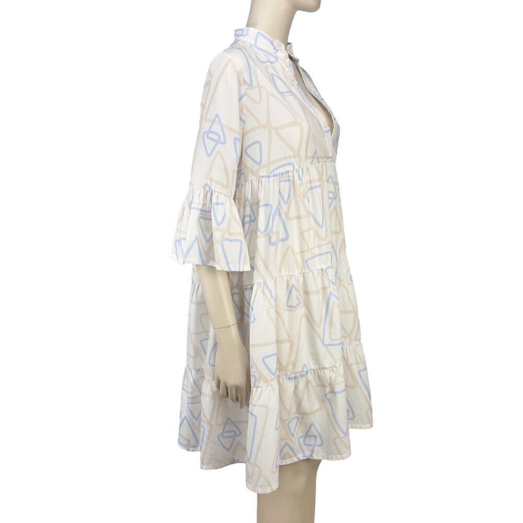 Other UCHUU Designer Mtl Flounce Summer Geometric White Dress 2 Size XS / US 0-2 / IT 36-38 - 2 Thumbnail