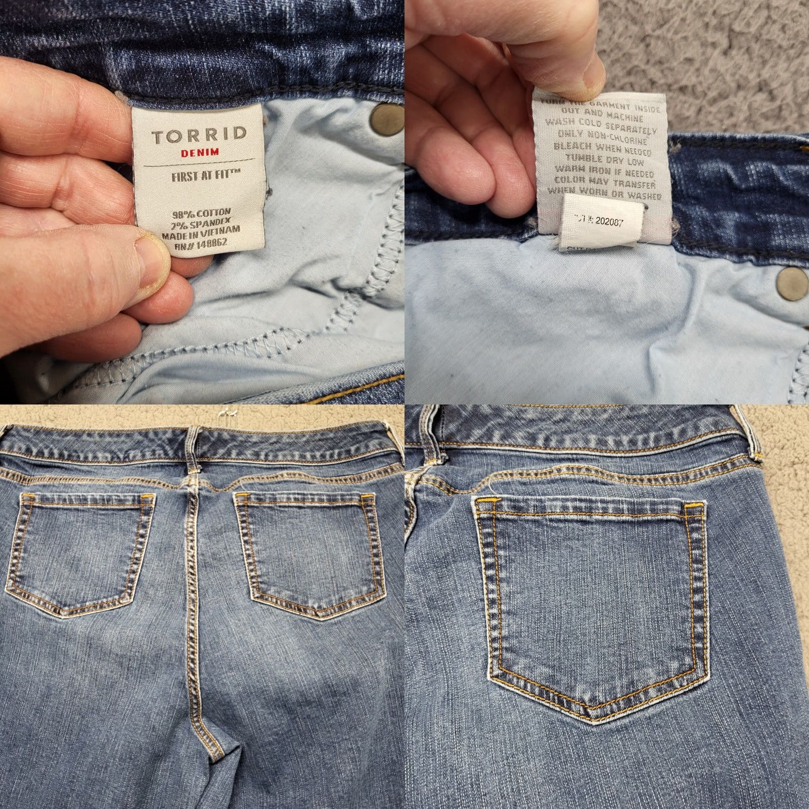Torrid Torrid Jeans Women Size 14R Boyfriend Straight Vintage Stretch Blue Jeans 36x29 Denim Regular Womens 90s Bohemian City Belt Loops Zipper Button Size 36" / US 14 / IT 50 - 8 Thumbnail