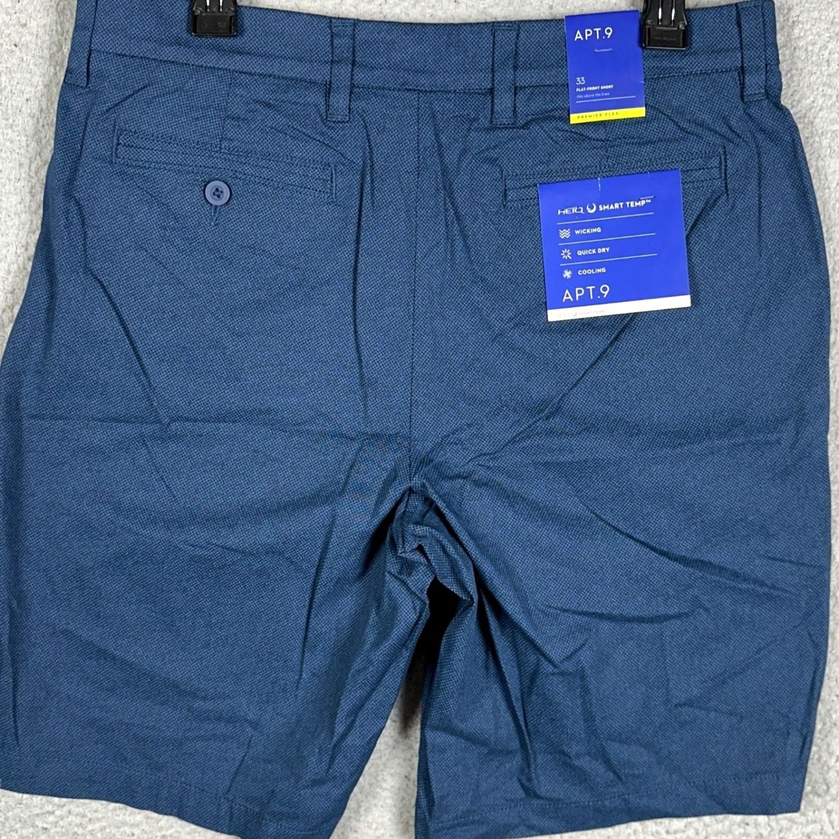 Apt. 9 Apt. 9 Shorts Mens 33 Blue Premier Flex Short Flat Front HeiQ Smart Temp Quick Dry Stretch Pockets Size US 33 - 2 Thumbnail