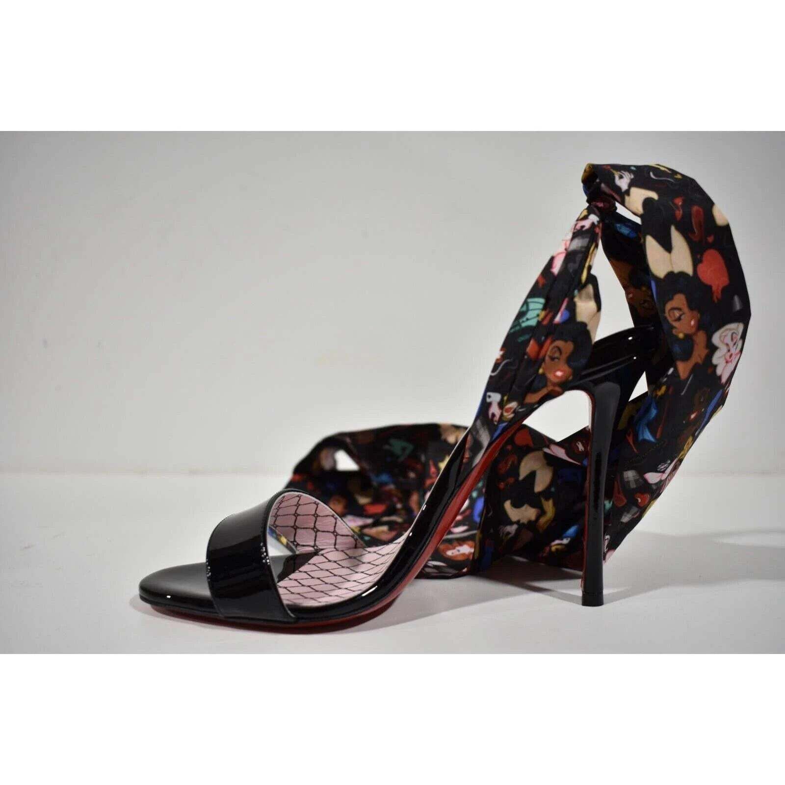 Christian Louboutin Fetish Du Desert 100 Black Lace Up Tie Sandal Heel Pump 39 Size US 9 / IT 39 - 8 Thumbnail