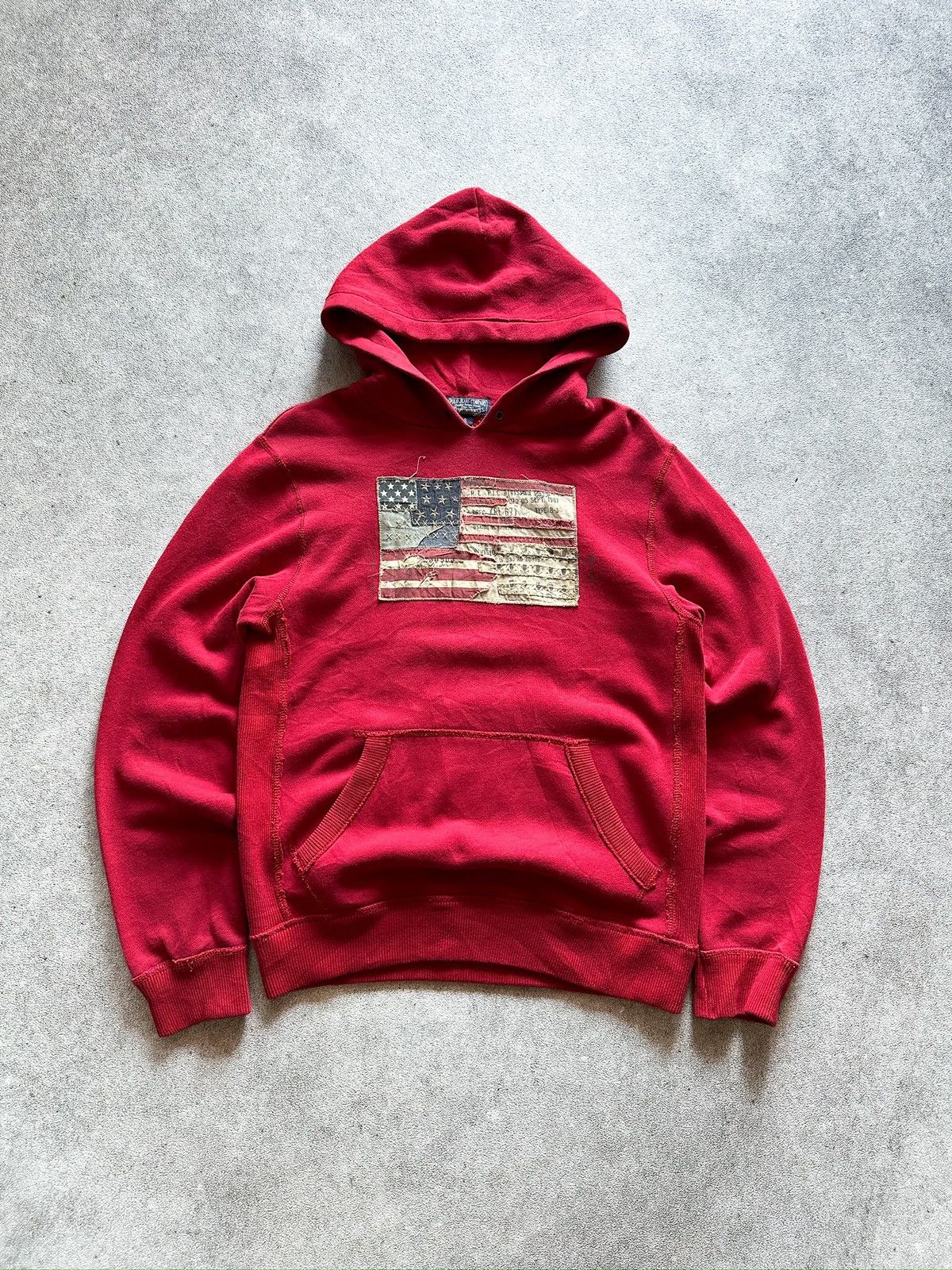2000s Polo Jeans Ralph Lauren Big USA Flag Red Hoodie