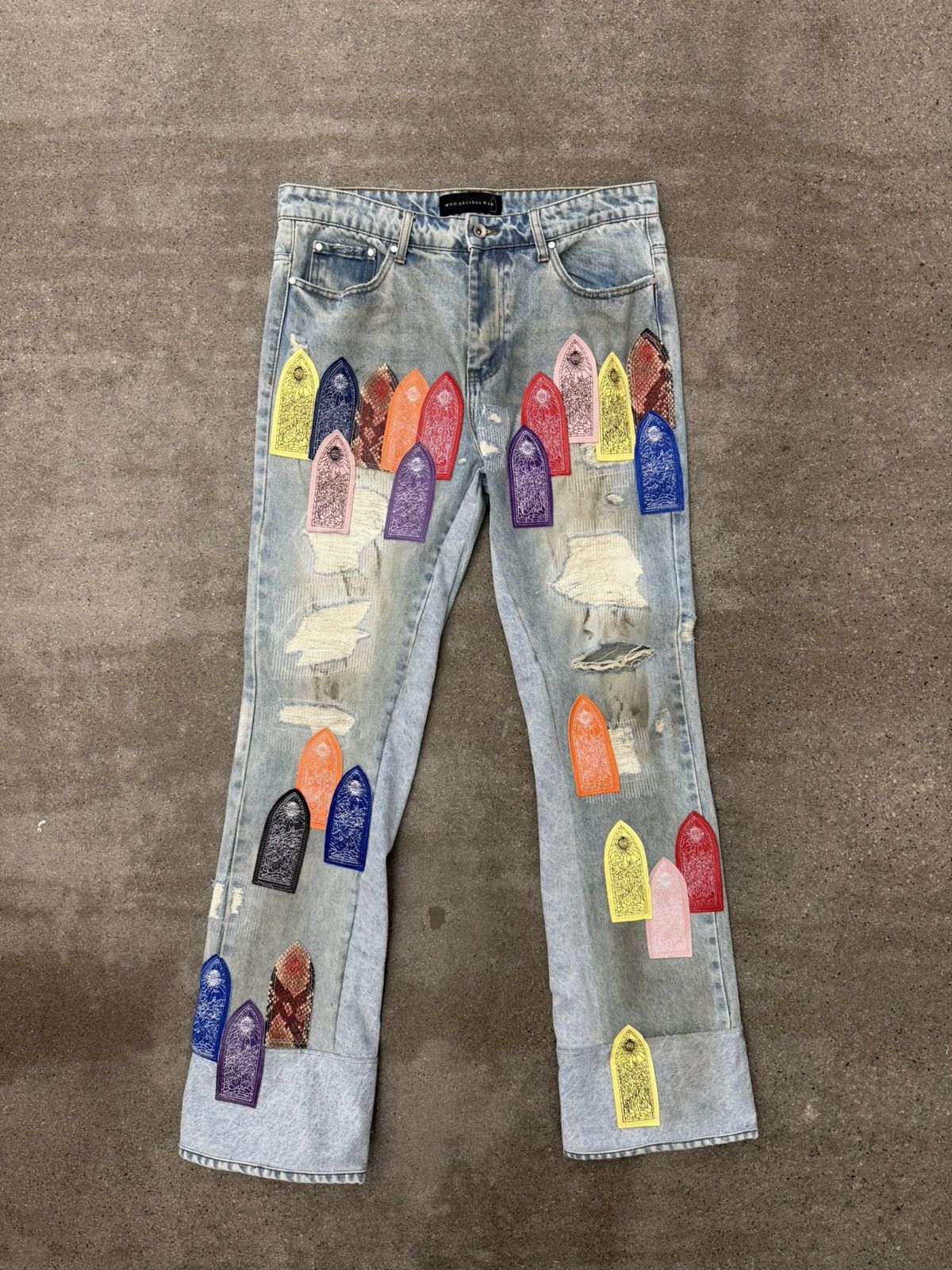 Who Decides War Who Decides War Patch Arched Distressed Denim Size US 34 / EU 50 - 1 Thumbnail