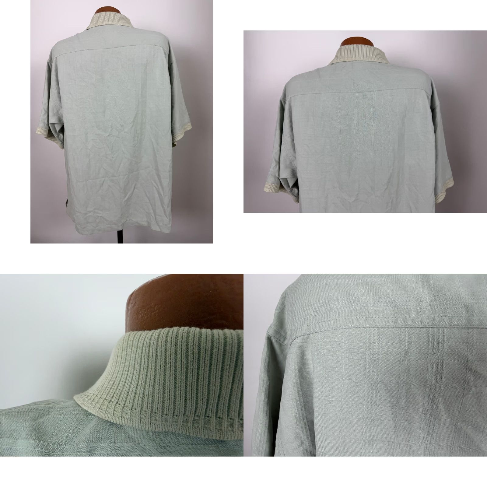 Tommy Bahama VINTAGE Tommy Bahama Polo Shirt XL Oversized Silk Jacquard Plaid Gray 90s Beach Hawaiian Preppy Mens Polo Shirt Size US XL / EU 56 / 4 - 8 Thumbnail