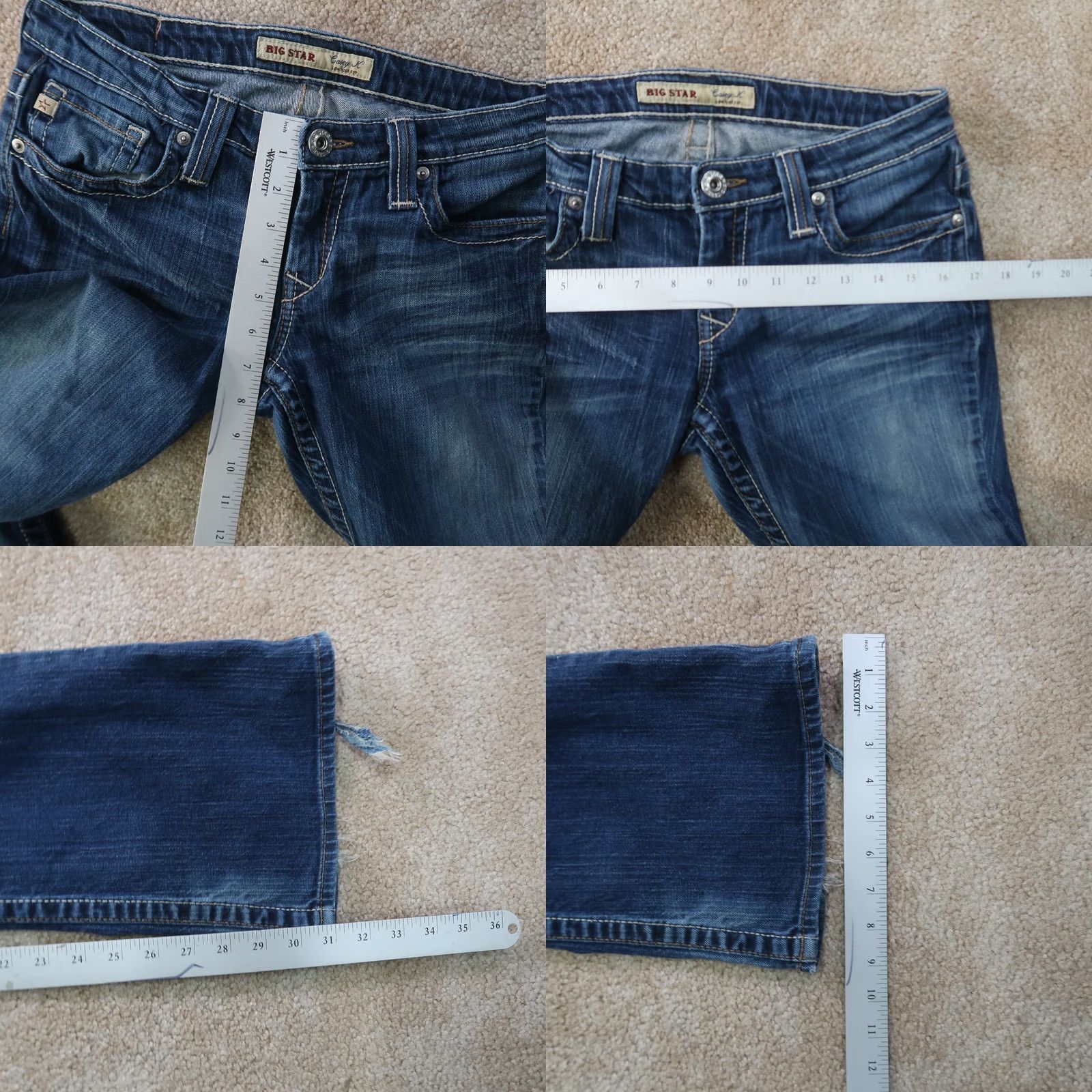 Denime BIG STAR Jeans Women Bootcut 28 Blue Denim Stretch 5-Pocket Slim Regular Size Size 28" / US 6 / IT 42 - 9 Thumbnail