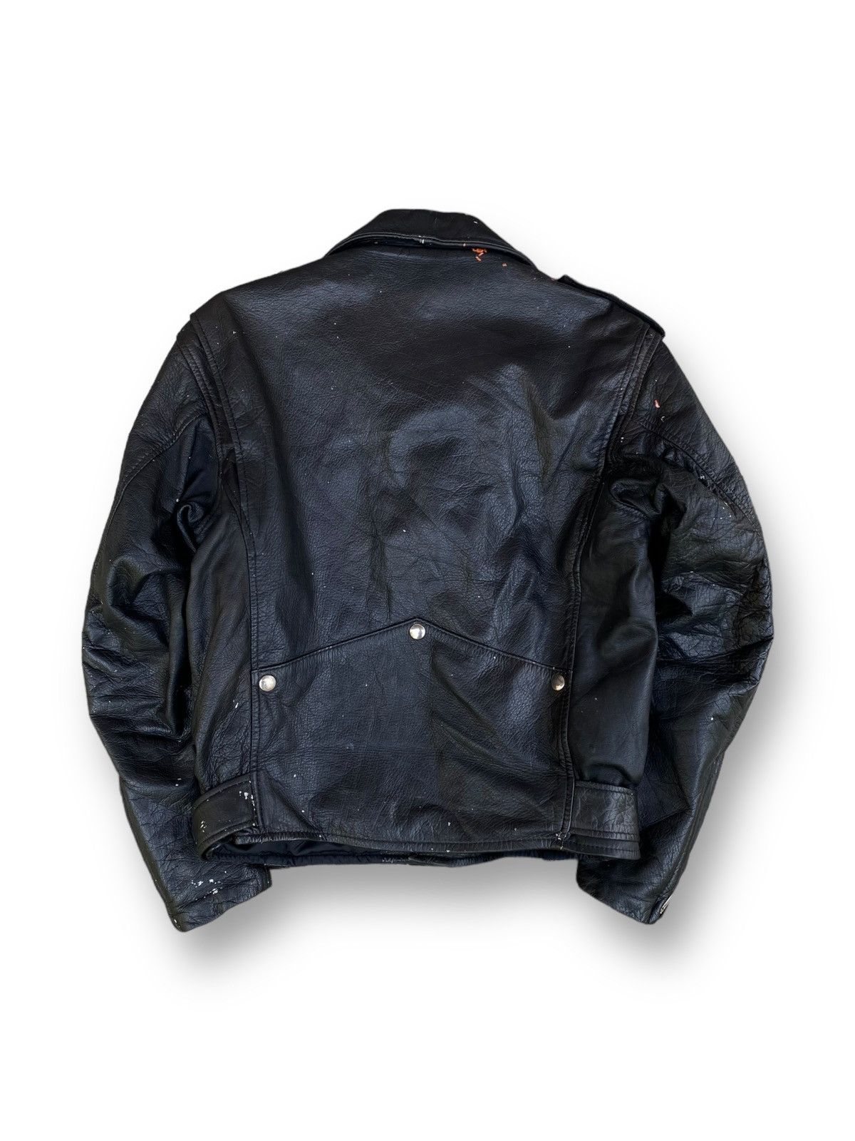 Genuine Leather Vintage Double Collar Punk Leather Motorcycle Jacket. #D2 Size US L / EU 52-54 / 3 - 5 Thumbnail