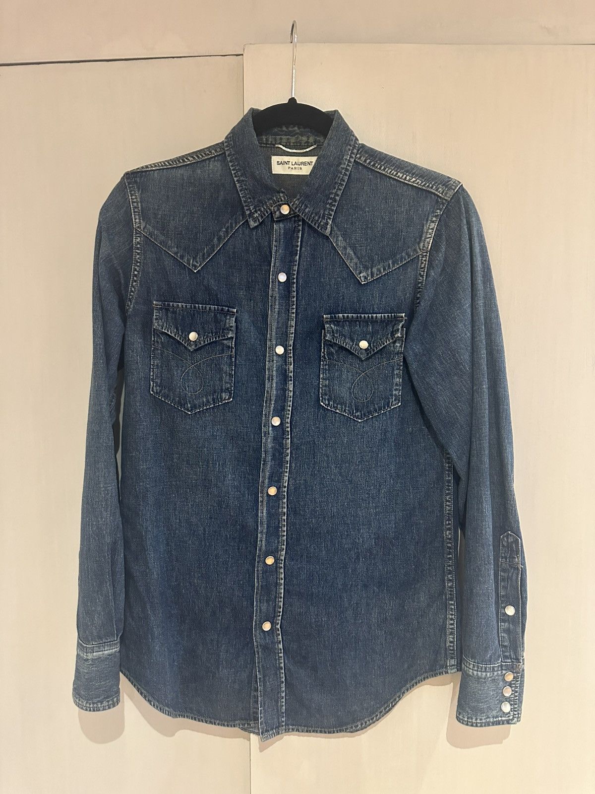 Saint Laurent Paris SS15 Denim Shirt Psych Rock XS Size US XS / EU 42 / 0 - 2 Thumbnail