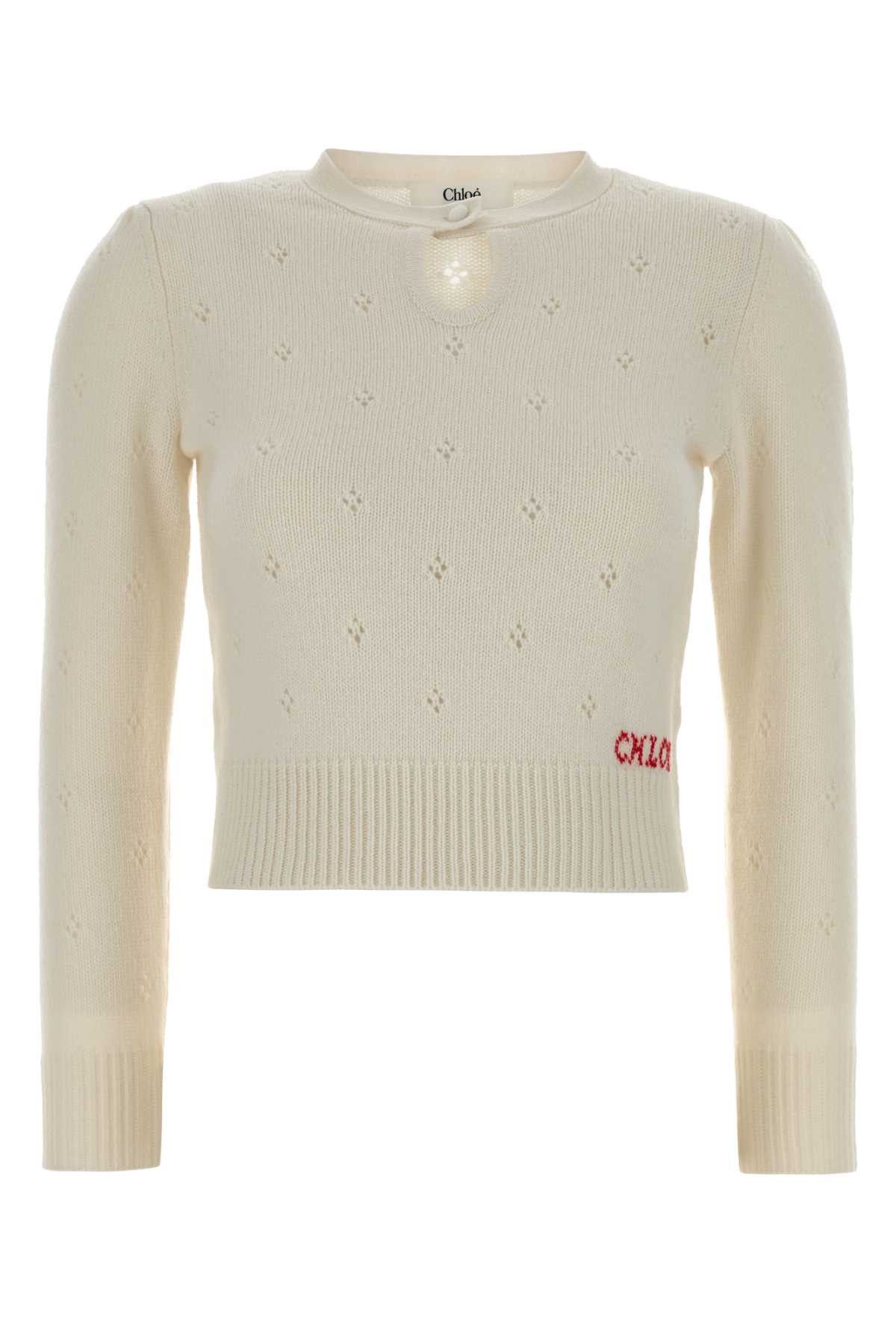 Chloe White Wool Blend Sweater Size L / US 10 / IT 46 - 1 Thumbnail