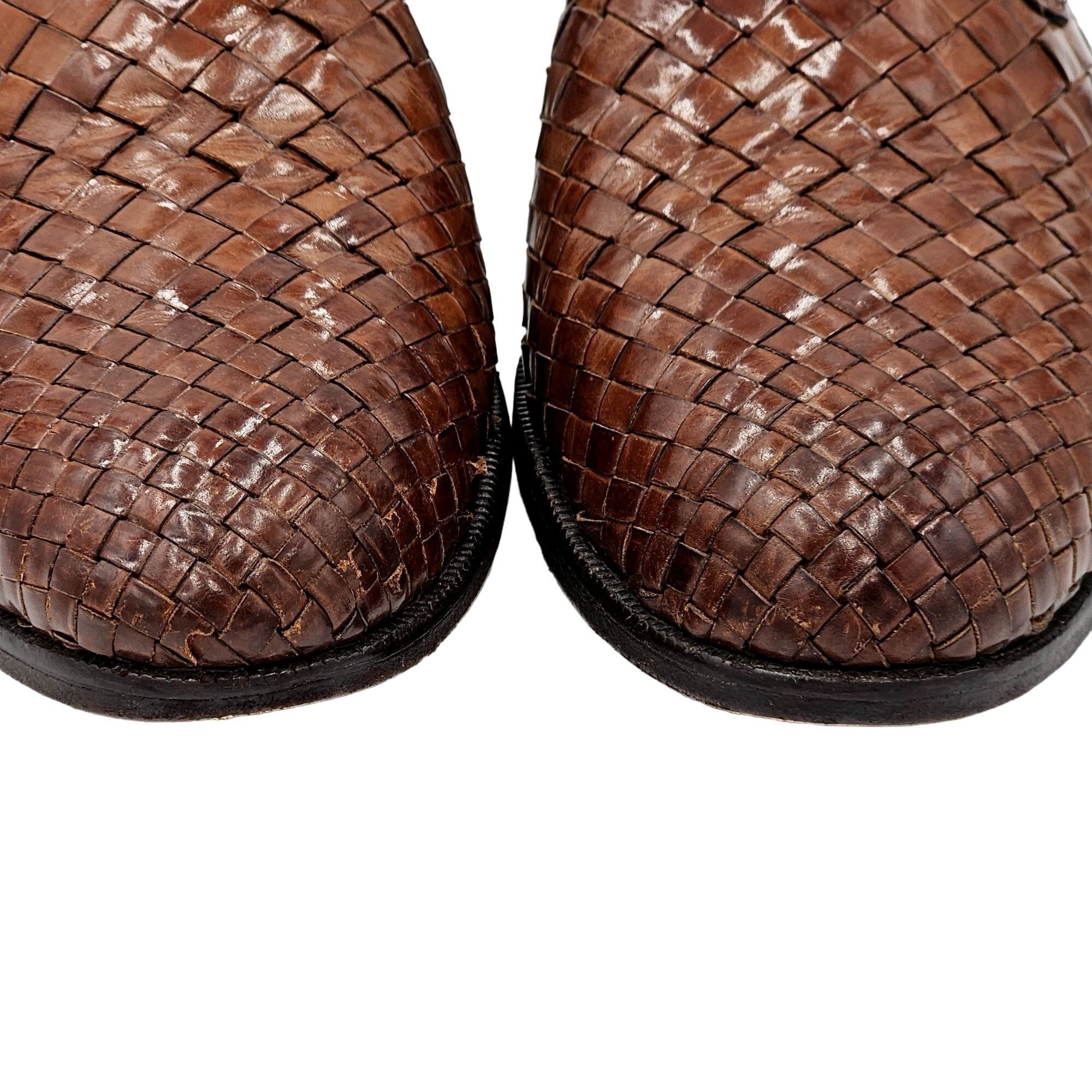 Mezlan Vintage Mezlan "Riviera" Men's Size 9.5 Brown Woven Leather Size US 9.5 / EU 42-43 - 9 Thumbnail