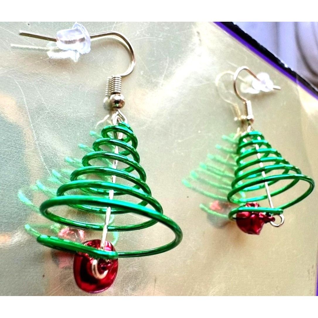 Handmade Christmas Tree Earrings Jingle Bells New Dangle Hooks Size ONE SIZE - 6 Thumbnail