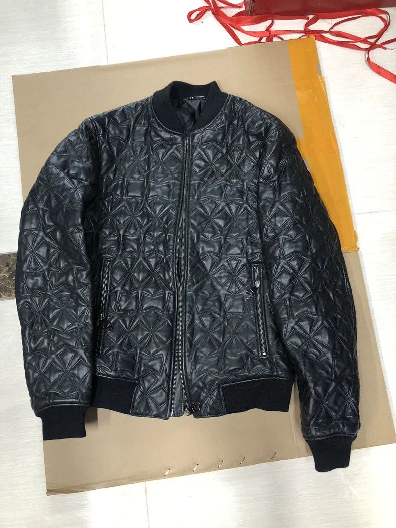 Versace Casual stand-up collar slim leather jacket
