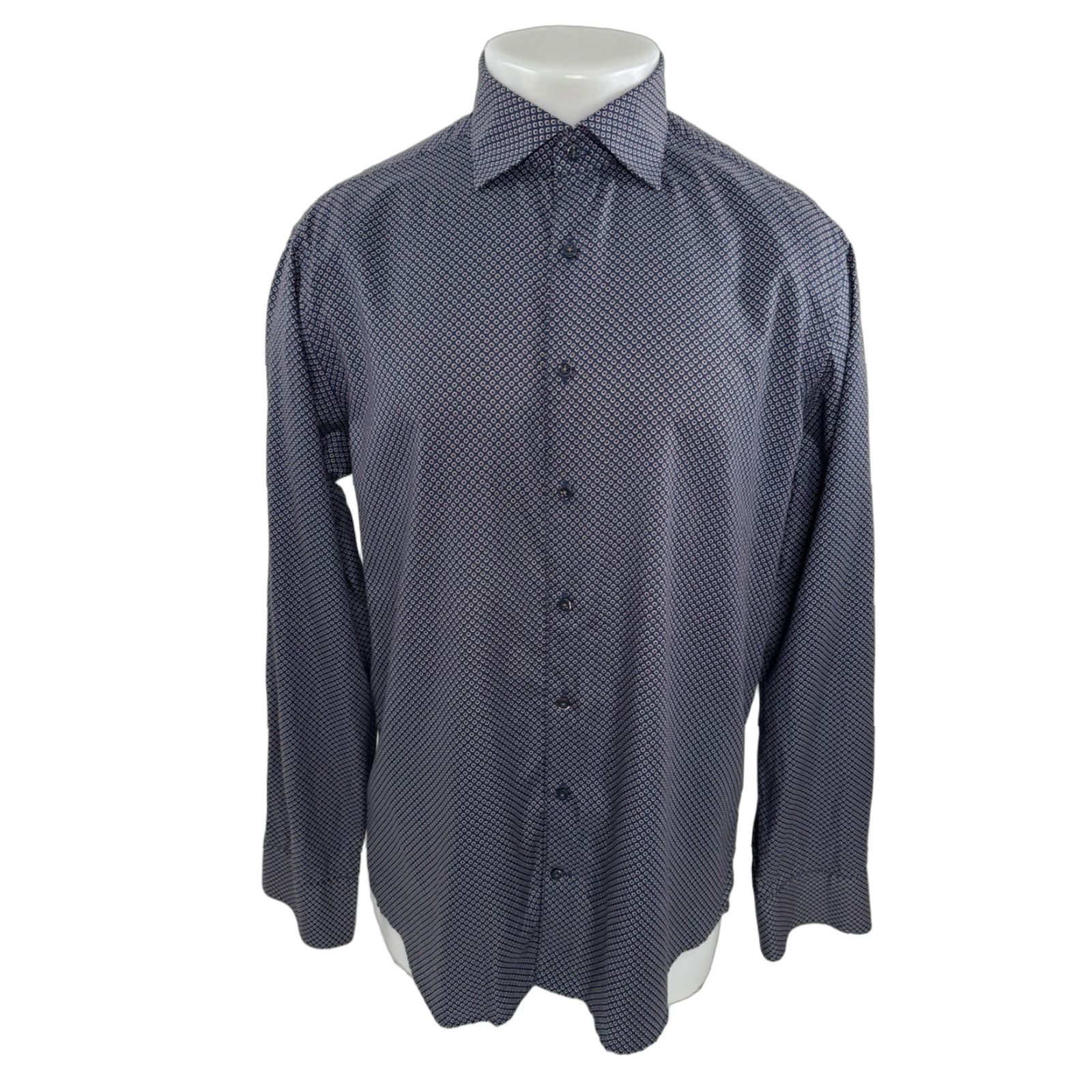 Vintage Stenstroms Geometric Shirt Mens L Blue / Red / Beige Button-Up Long Sleeve 16.5 42 EXCELLENT Size US L / EU 52-54 / 3 - 1 Thumbnail