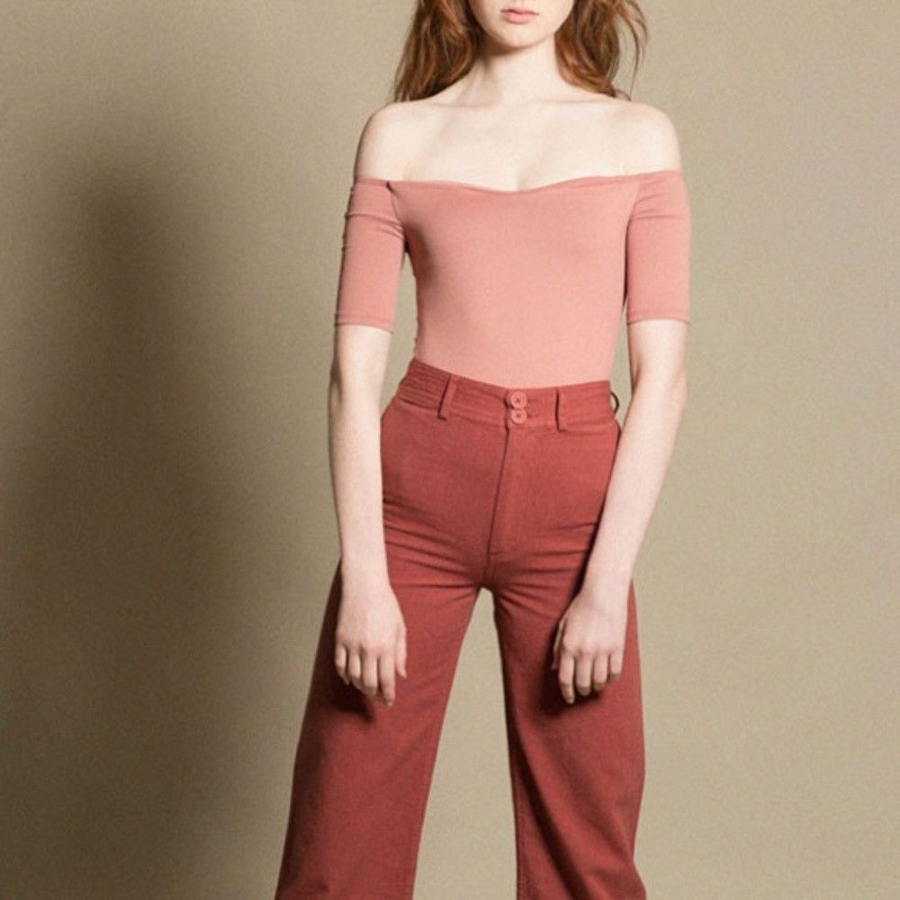 Other Alix Terracotta Mauve Nude Pink Beverly Off shoulder Bodysu Size L / US 10 / IT 46 - 1 Thumbnail