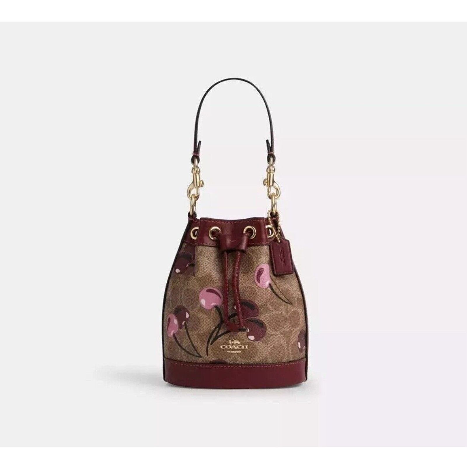 Coach Coach Mini Bucket Bag In Signature Canvas Cherry CY738 NWT Size ONE SIZE - 3 Thumbnail