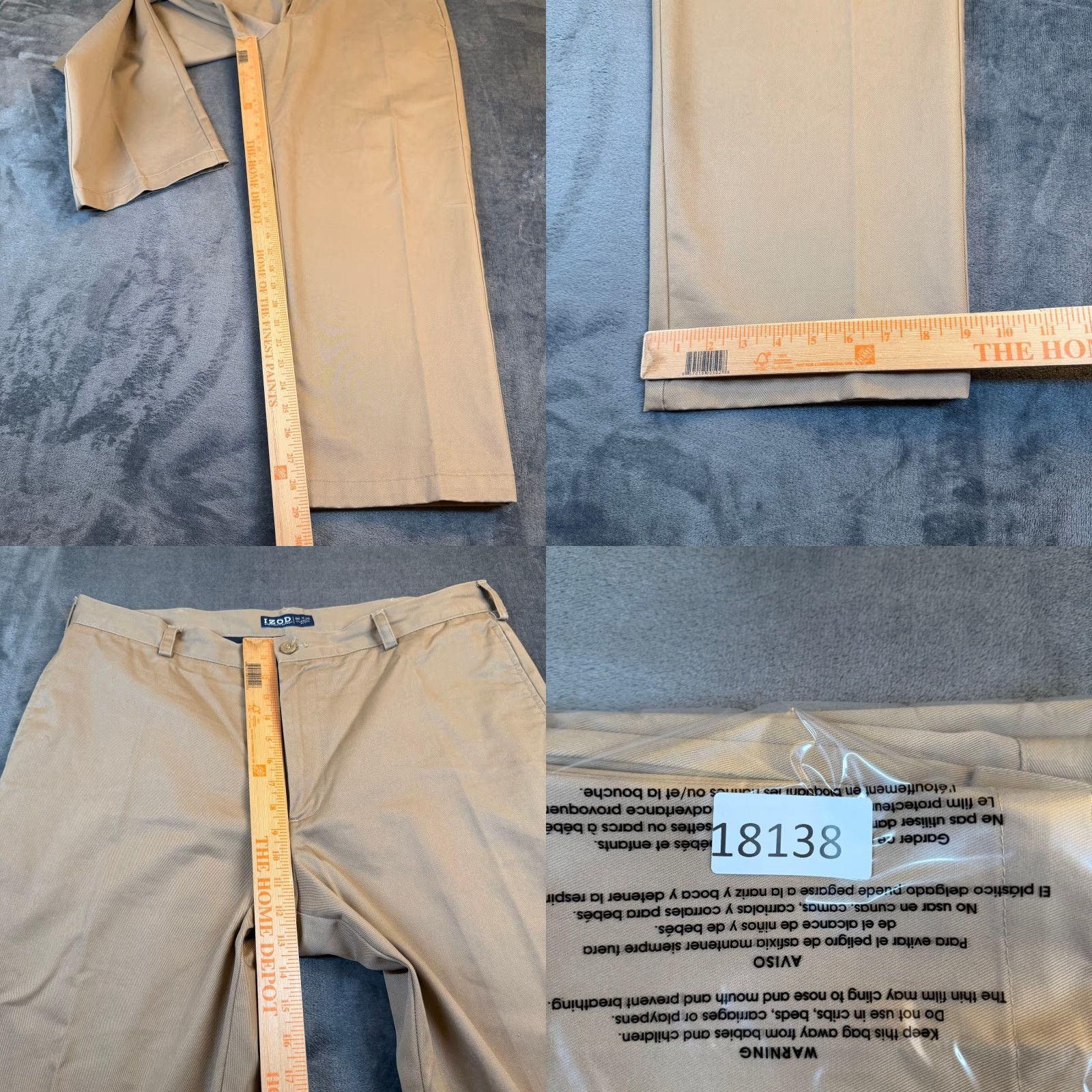 Izod VINTAGE IZOD American Chino Pants Tan Khaki 100% Cotton Mens 36x29 Flat Front Chino Pants Size US 36 / EU 52 - 8 Thumbnail