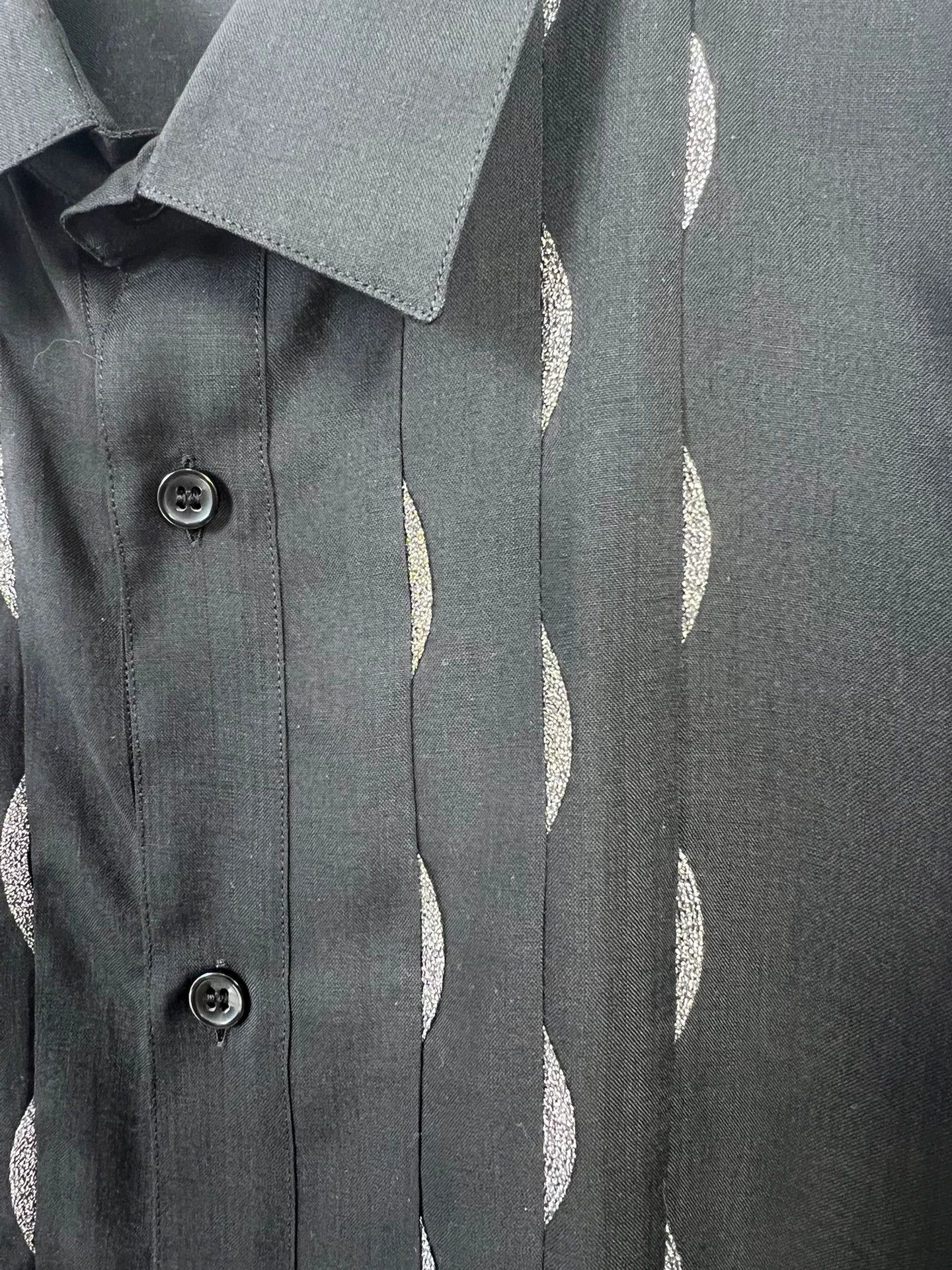 Saint Laurent Paris SLP 19fw Silver Thread Moon Black Shirt 42 Size US XS / EU 42 / 0 - 3 Thumbnail