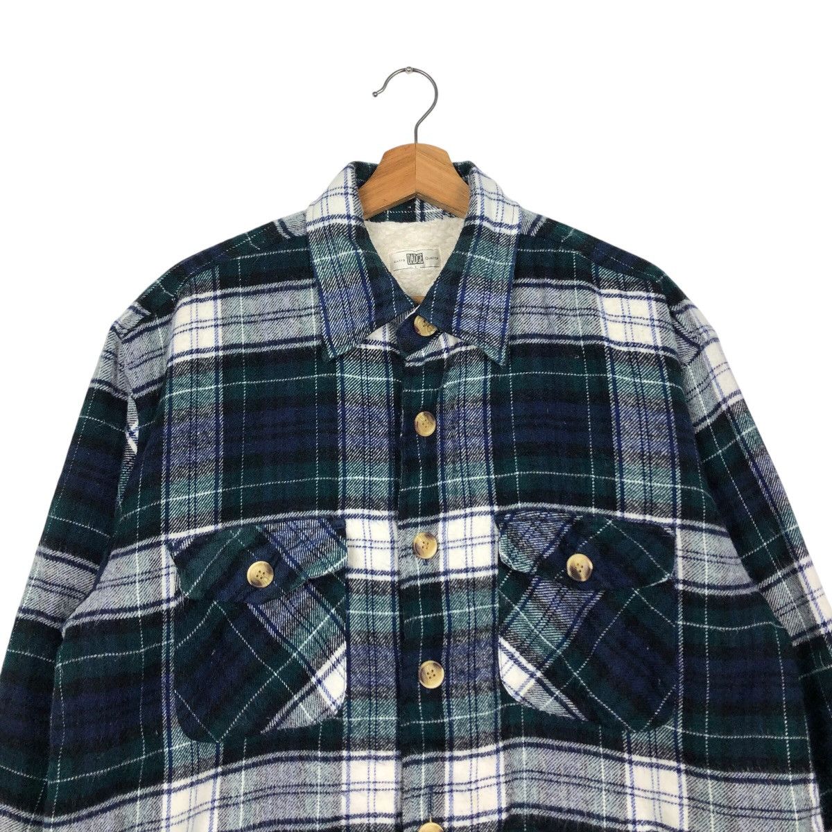 Japanese Brand 📌Vintage Button Jacket Dadge Tartan Design Sherpa Lining Size US L / EU 52-54 / 3 - 4 Thumbnail