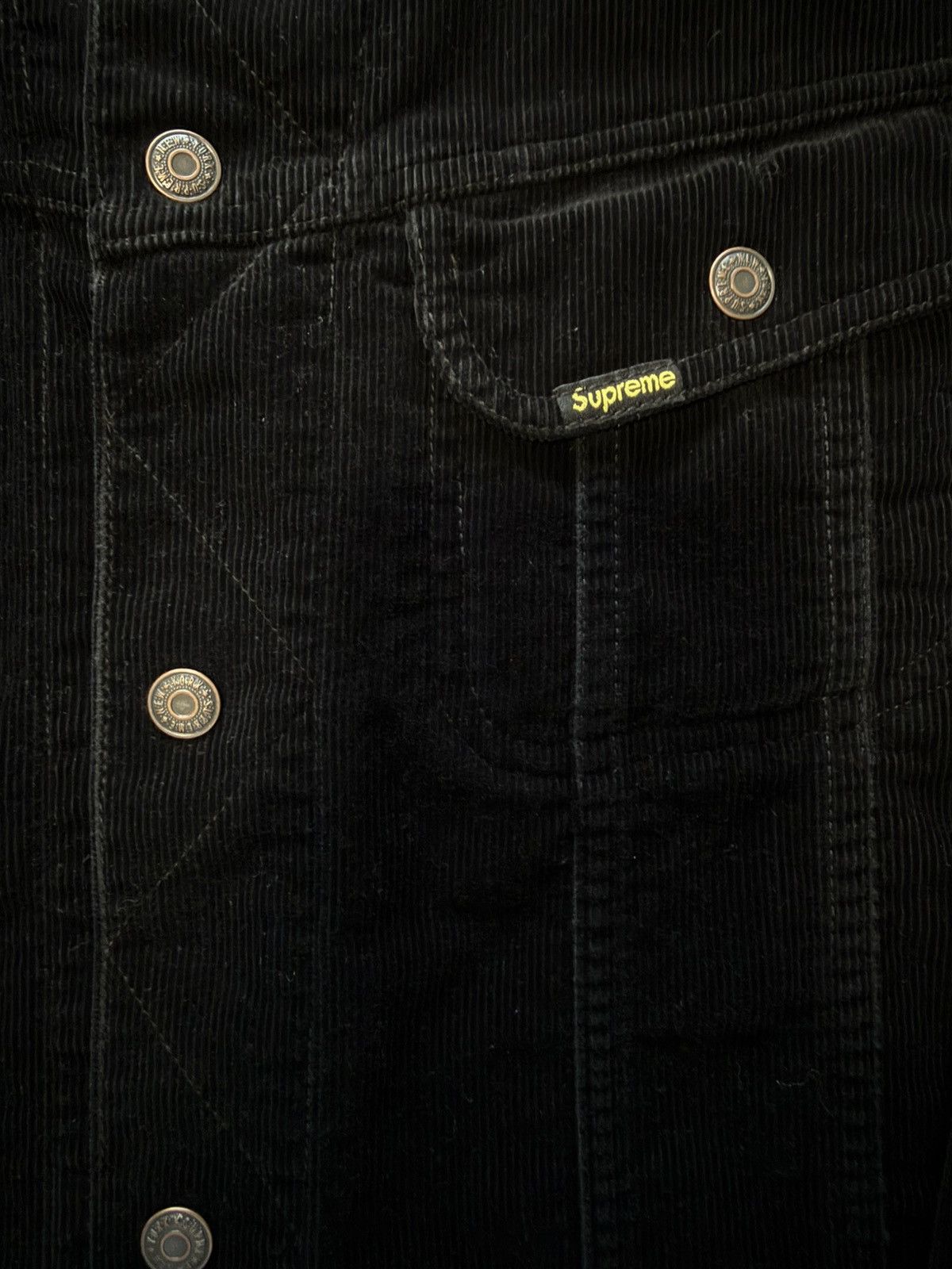 Supreme FW2013 Corduroy Snap Front Denim Jacket Black Size US XL / EU 56 / 4 - 5 Thumbnail