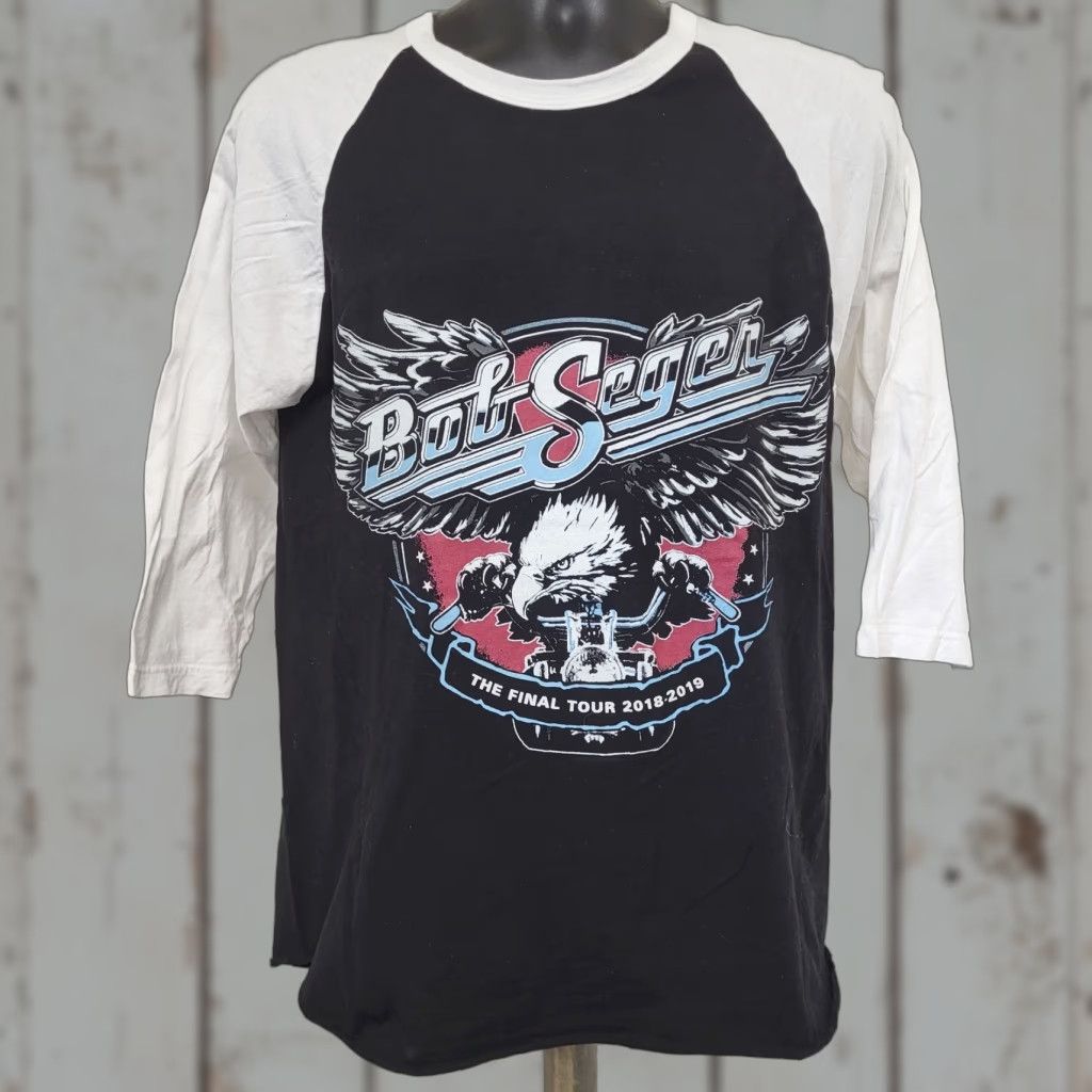 Vintage Bob Segar Tshirt Mens Size M Black & White Final Tour 2018-2019 Raglan Sleeve Graphic Print Aerosmith Tultex Rock Shirt Mens Size US M / EU 48-50 / 2 - 1 Thumbnail