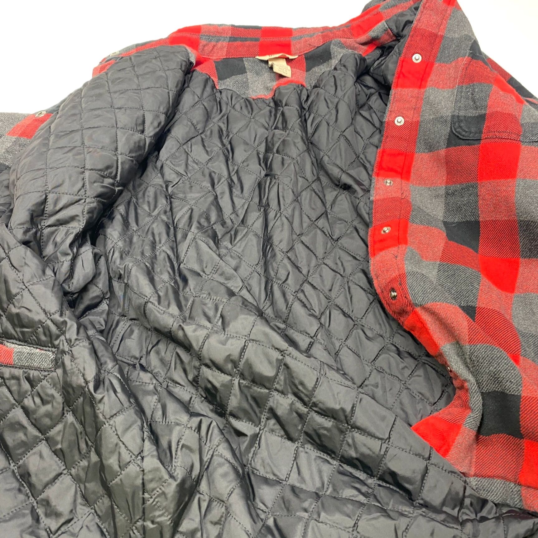 CO Duluth Trading Co Flapjack Flannel Shirt Women's XL Red Black Plaid Quilted 7862 Size XL / US 12-14 / IT 48-50 - 7 Thumbnail
