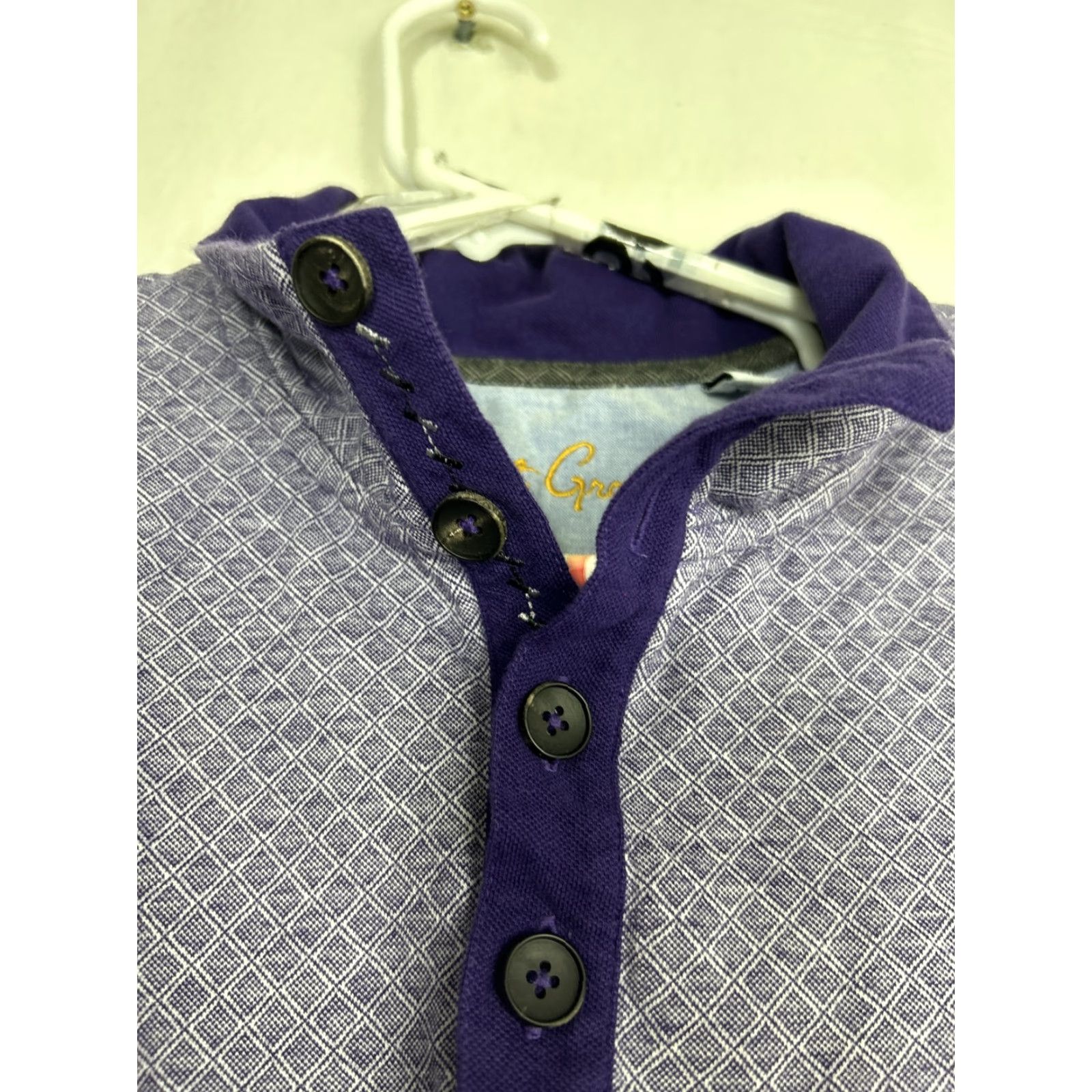 Robert Graham Robert Graham Mens Polo Long Sleeve Shirt Classic Fit Geometric Purple M Size US M / EU 48-50 / 2 - 7 Thumbnail