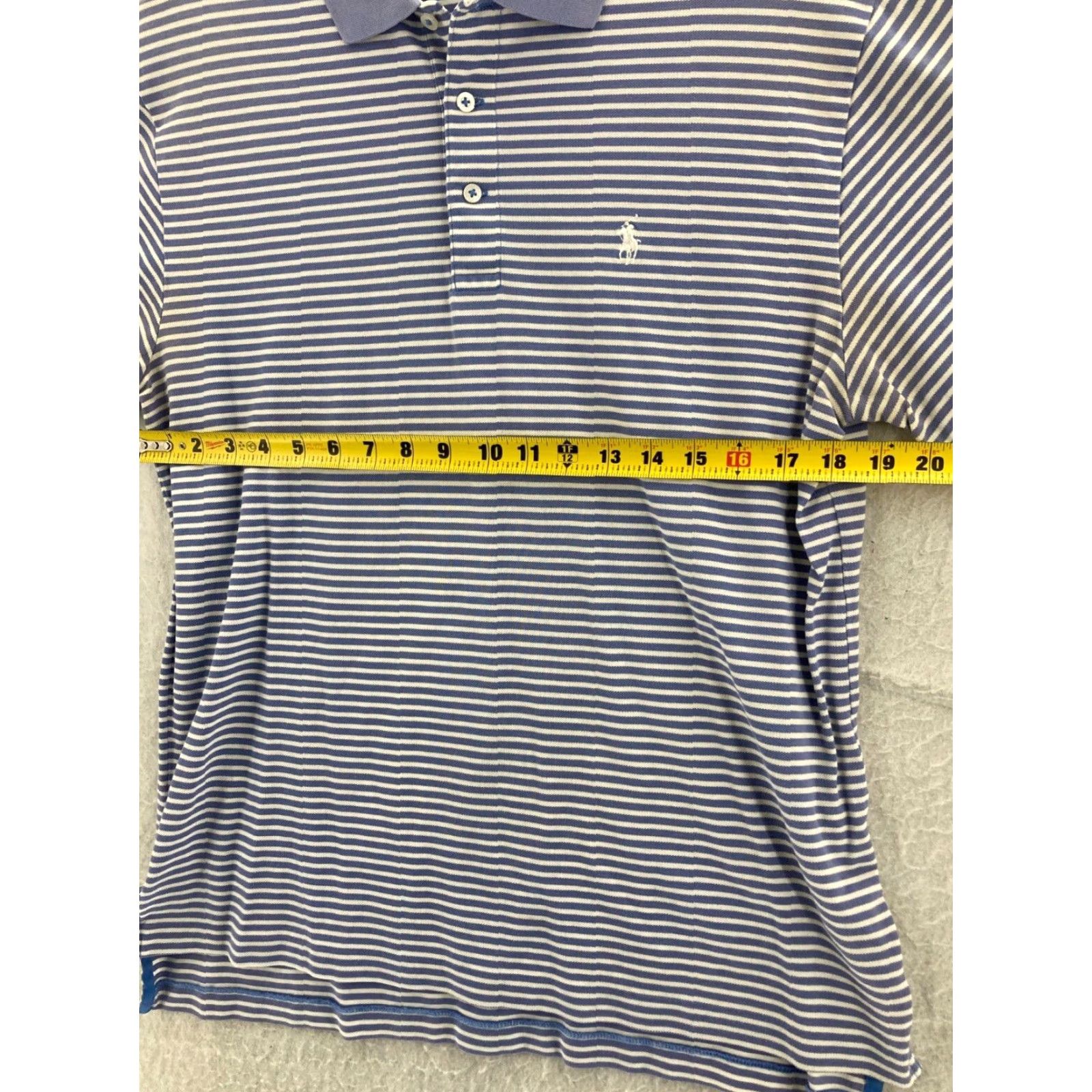 Ralph Lauren Polo Golf Shirt Mens Large Blue Striped Short Sleeve Embroidered Activewear Size US L / EU 52-54 / 3 - 2 Thumbnail