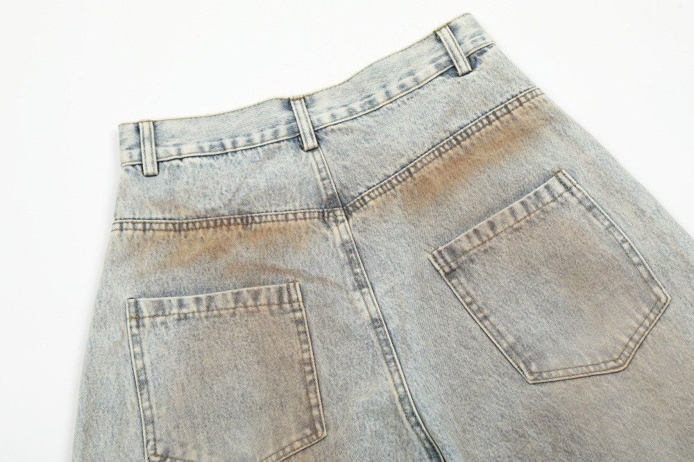Jean Men's street punk loose ripped ink-splashed machete jeans Size US 32 / EU 48 - 4 Thumbnail