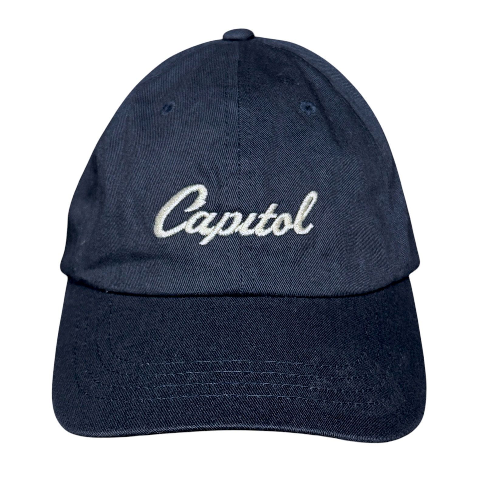 Yupong Capitol Records Navy Blue White One Size Strapback Hat Cap Size ONE SIZE - 6 Thumbnail