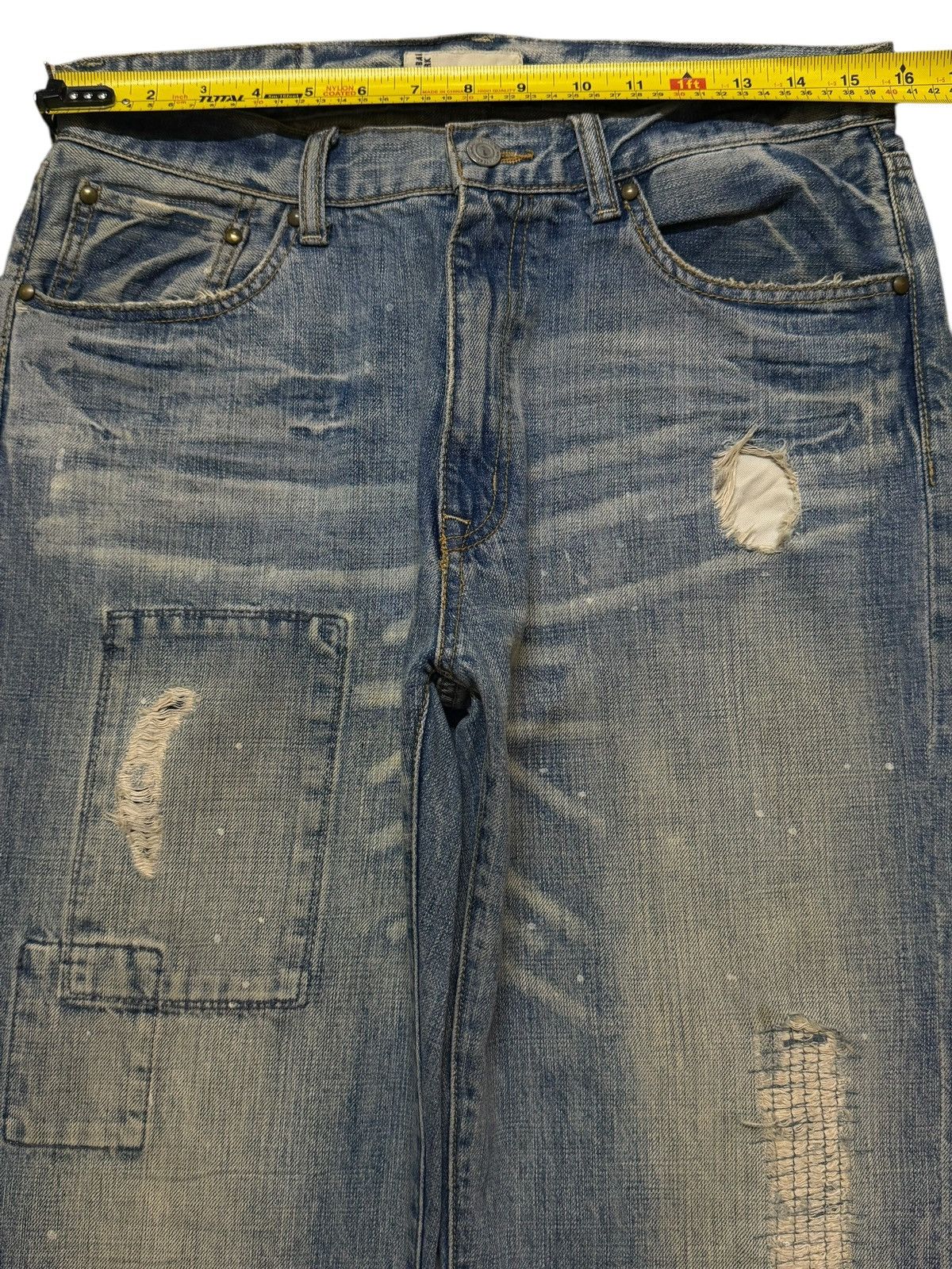 Global Work Vintage 90s Global Work Blue Faded Wash Whiskers Distressed Size US 31 - 9 Thumbnail