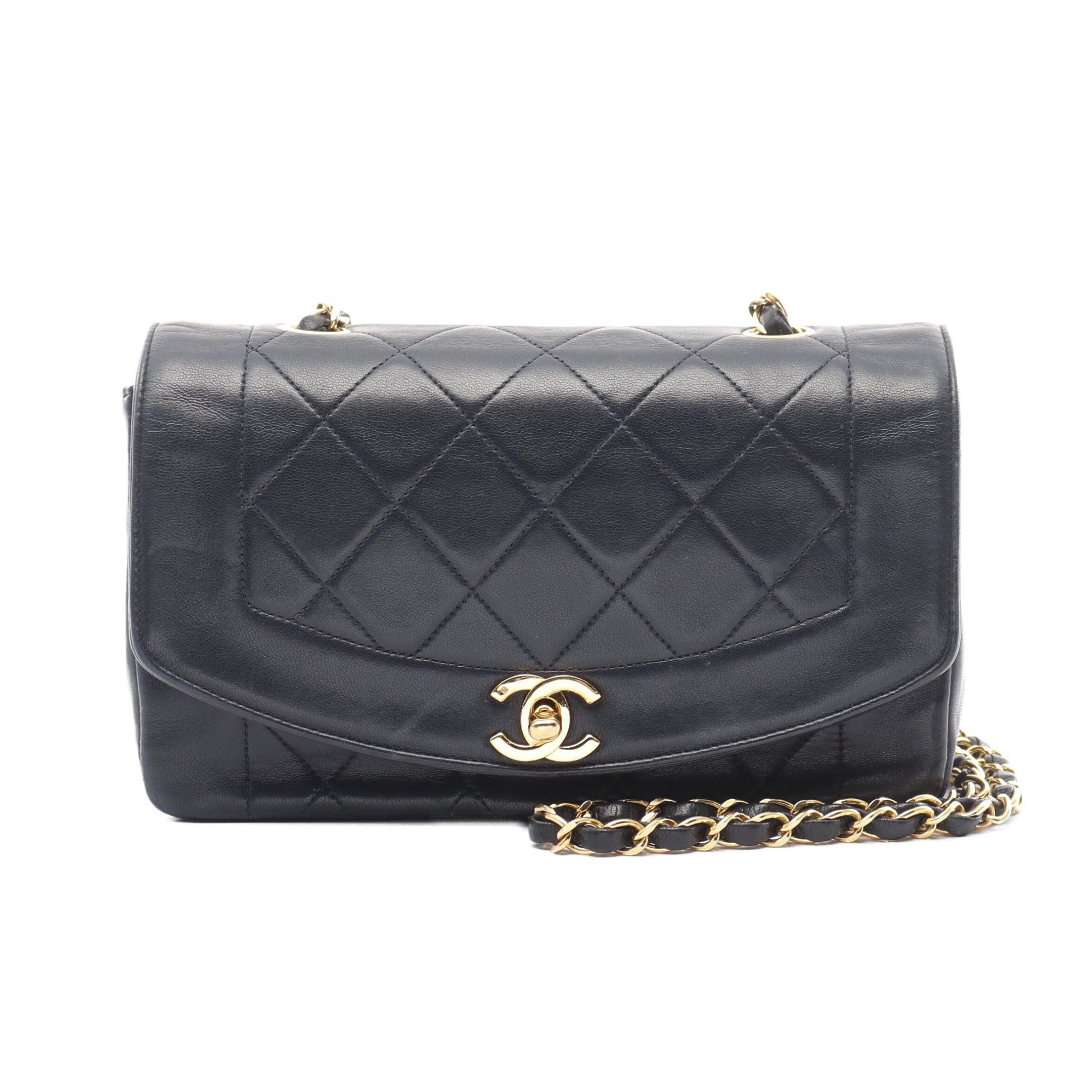 Chanel Chanel Matelasse Diana Flap Chain Shoulder Bag Lambskin Black Gold Hardware Size ONE SIZE - 1 Thumbnail