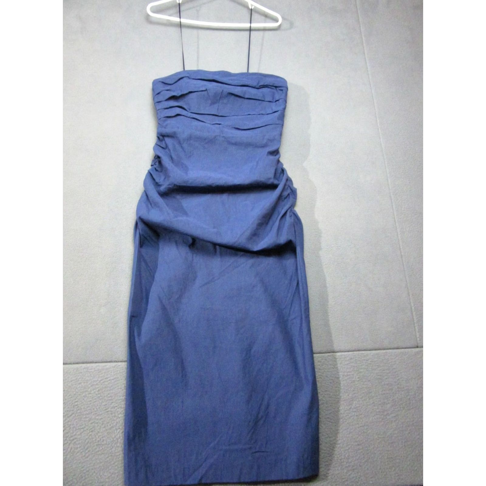 Anthropologie Anthropologie Dress Womens Large Blue Strapless Ruched Slim Midi Stretch New Size L / US 10 / IT 46 - 2 Thumbnail