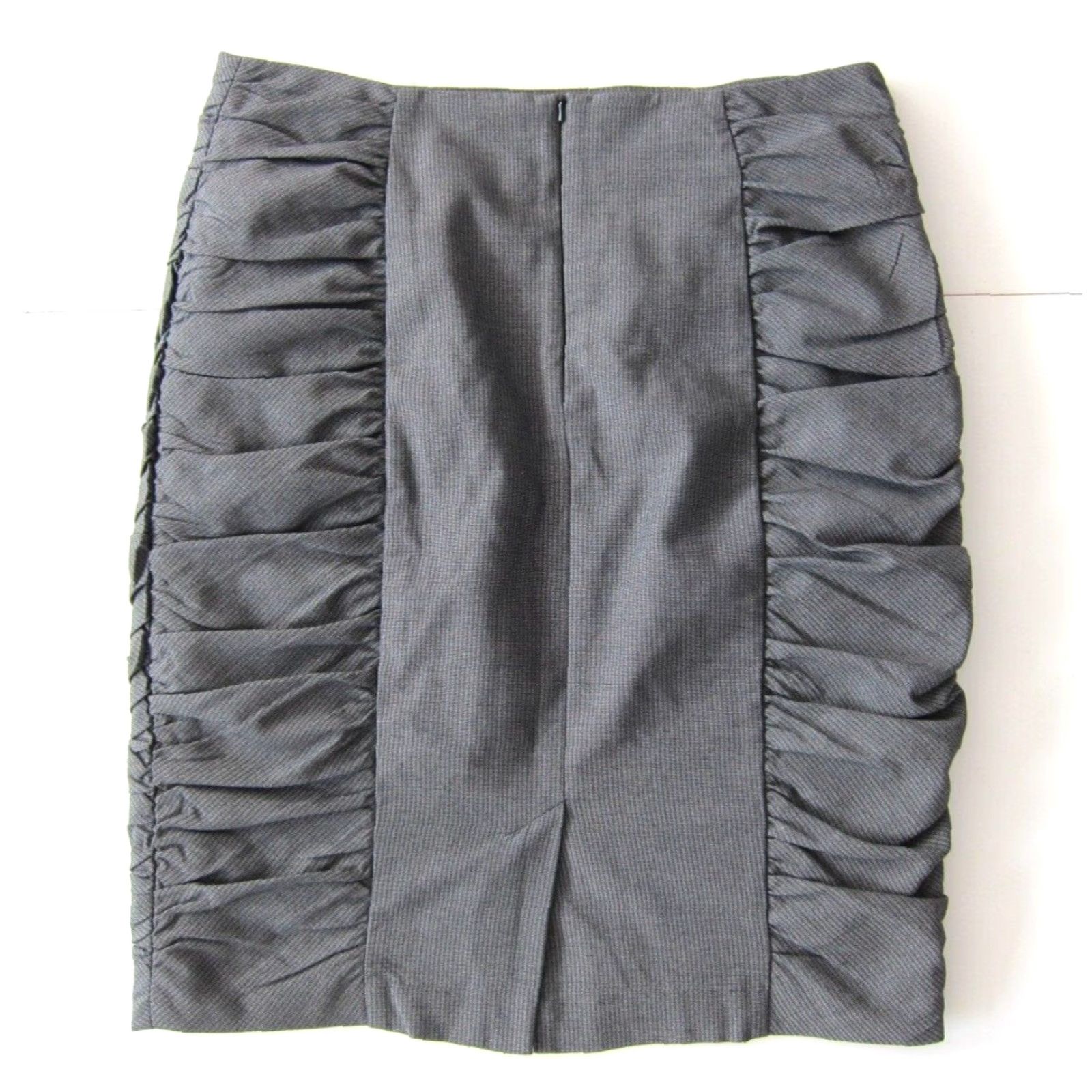 Anthropologie Cartonnier Grey Stripe Ruched Straight Pencil Skirt Women Size 8 Size 30" / US 8 / IT 44 - 2 Thumbnail